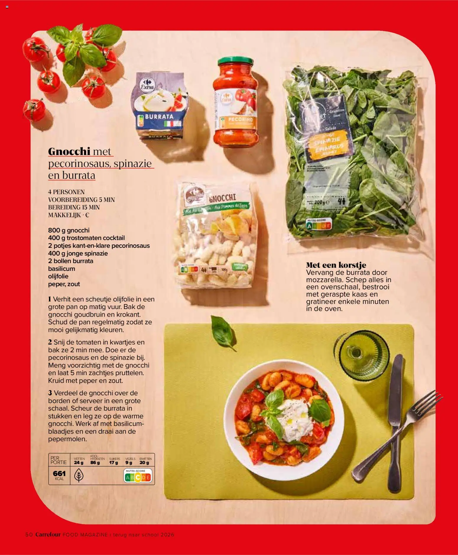 {H1} | Pagina: 50 | Producten: Gnocchi, Burrata, Kool, Spinazie