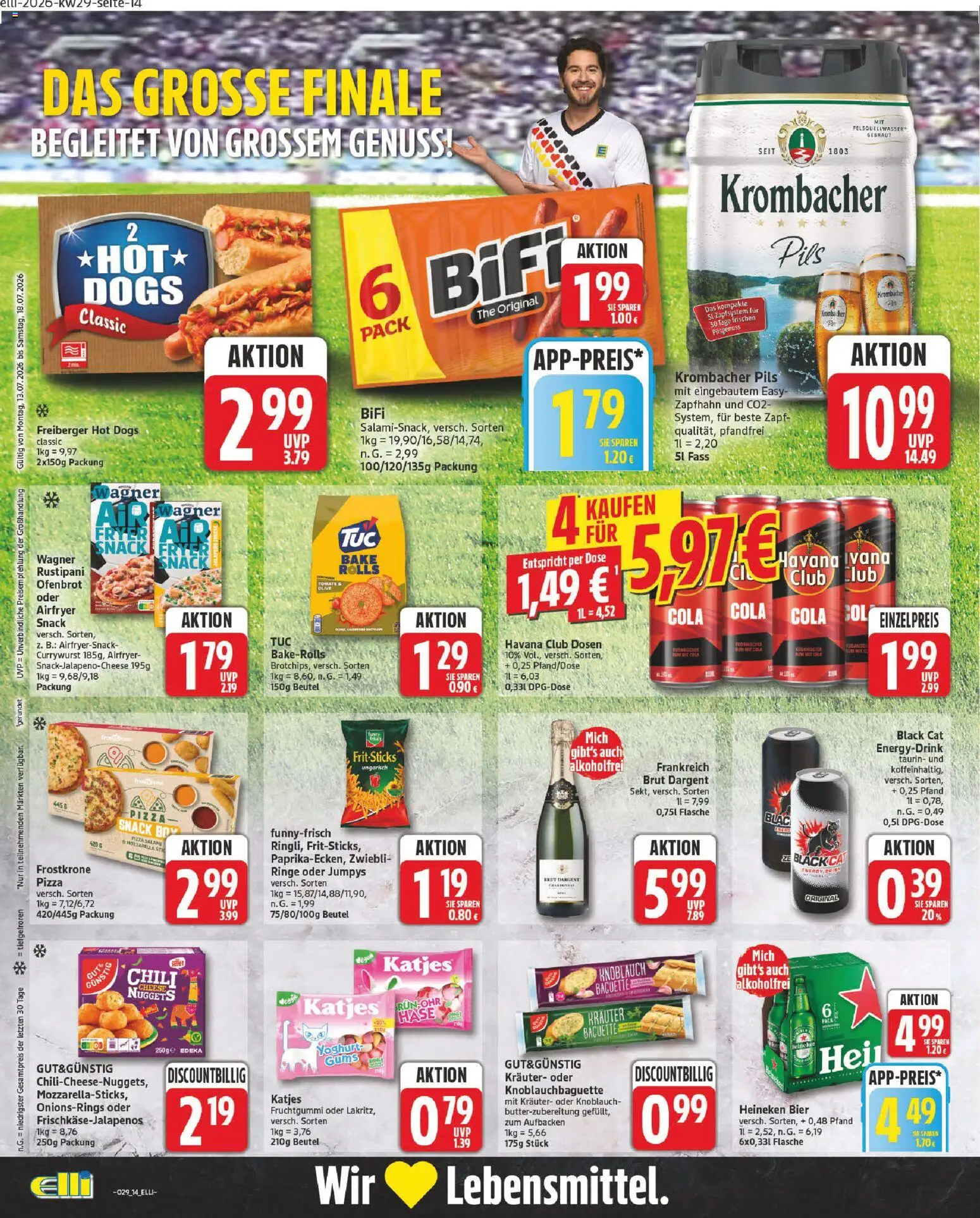 Elli Markt Prospekt – gültig ab 13.07.2026 | Seite: 14 | Produkte: Cola, Heineken, Brut dargent, Salami