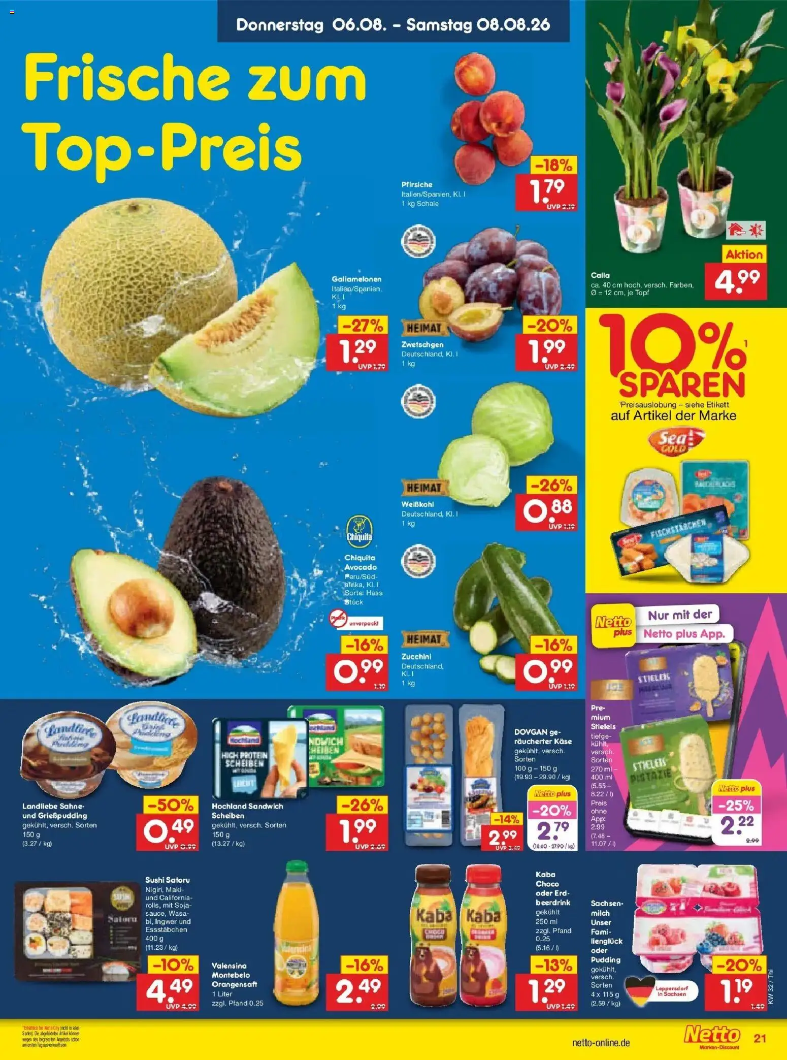Netto Marken-Discount Prospekt Pirna – gültig ab 03.08.2026 | Seite: 39 | Produkte: Zwetschgen, Pudding, Valensina, Sahne