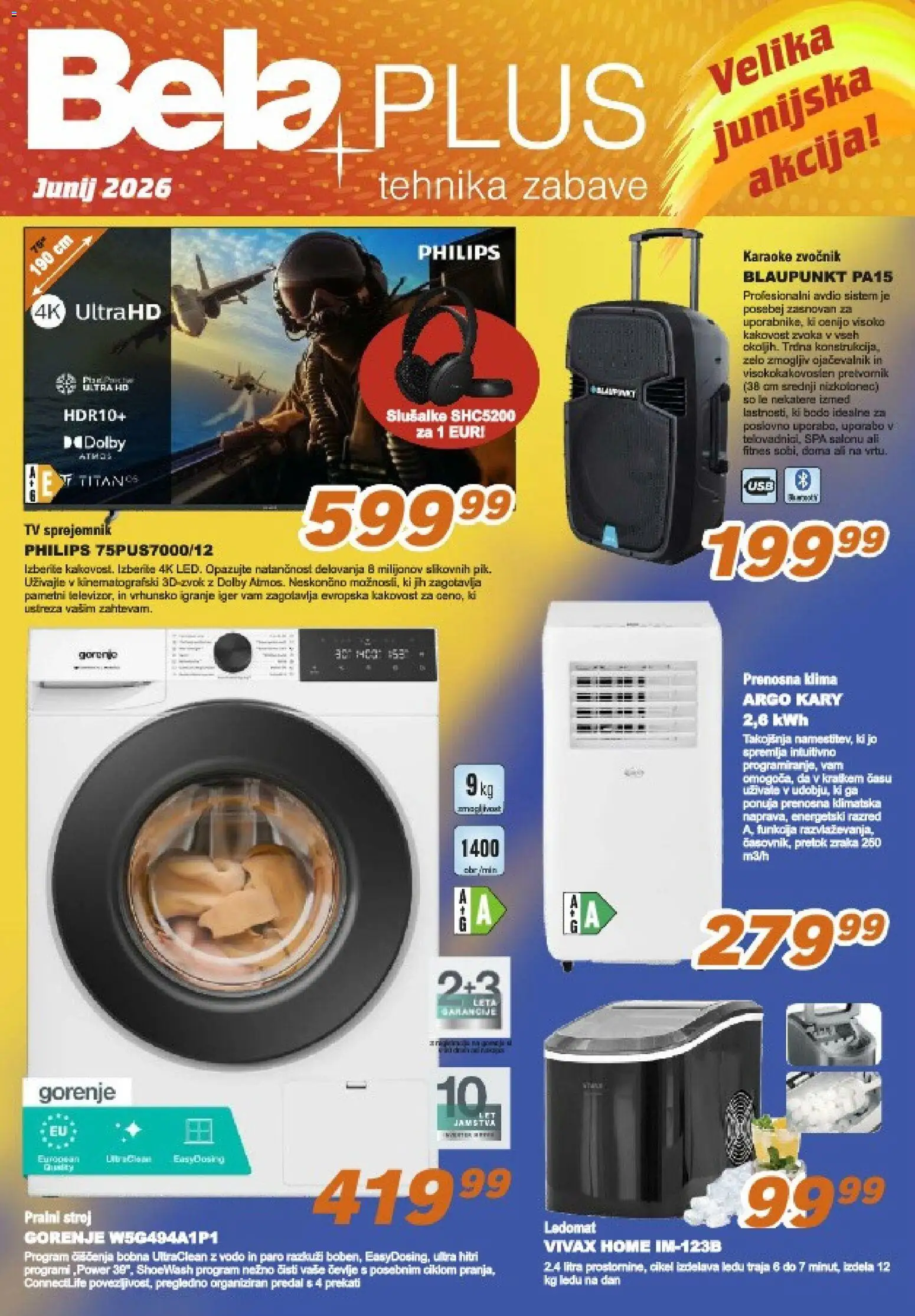 Novi Bela plus katalog ponudbe – veljaven od 15.06.2026 | Stran: 1 | Izdelki: Tv, Klima, Ledomat, Prenosna klima