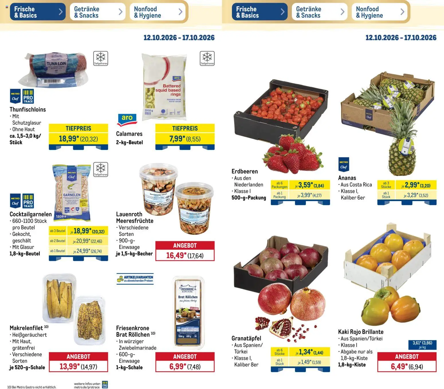Metro Prospekt – gültig ab 12.10.2026 | Seite: 5 | Produkte: Ananas, Garnelen, Meeresfrüchte, Kaki