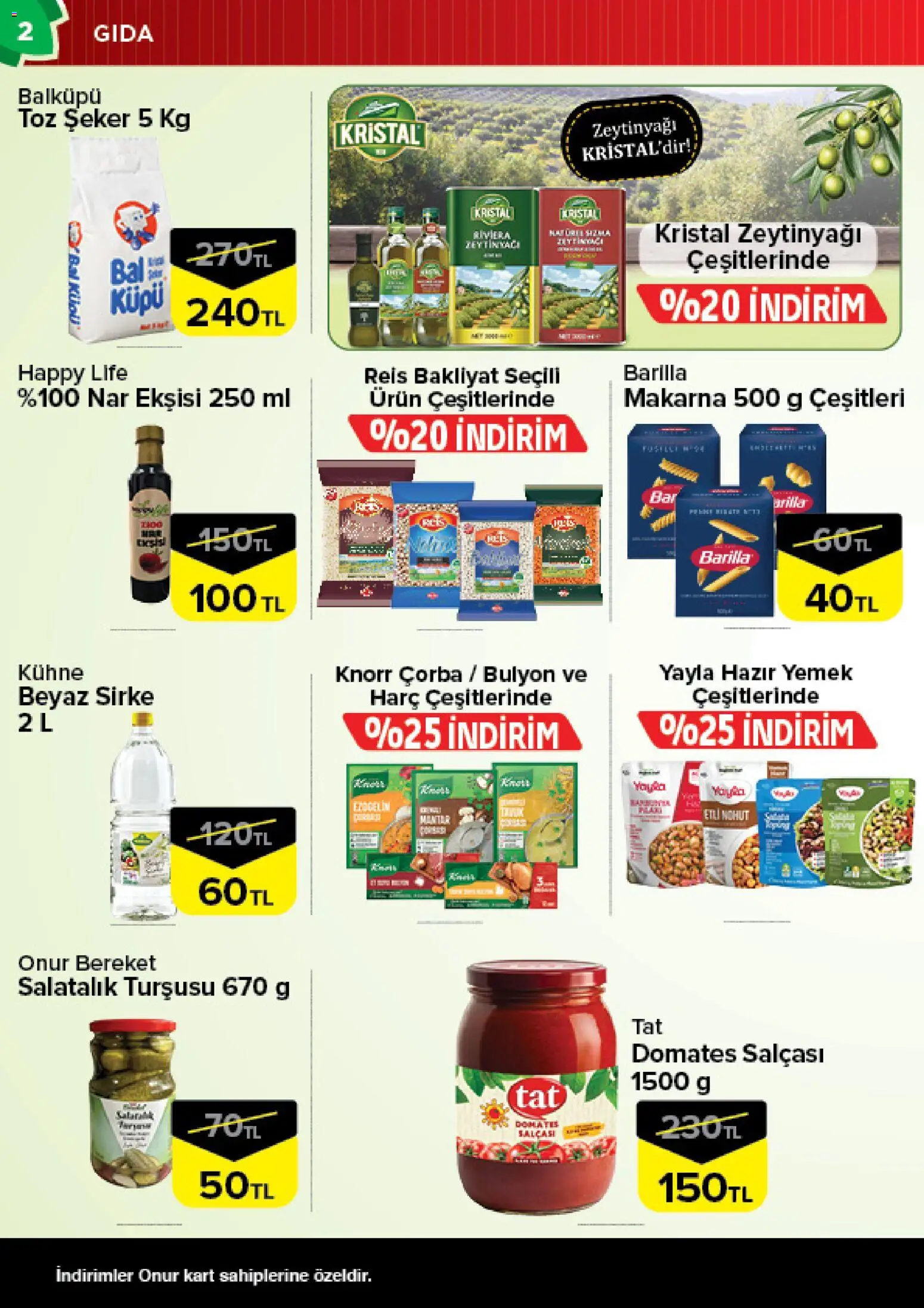 Onur Market Katalog - 11 Ağustos 2026 tarihinden itibaren geçerlidir | Sayfa: 2 | Ürünler: Makarna, Salatalık, Hazır yemek, Zeytinyağı