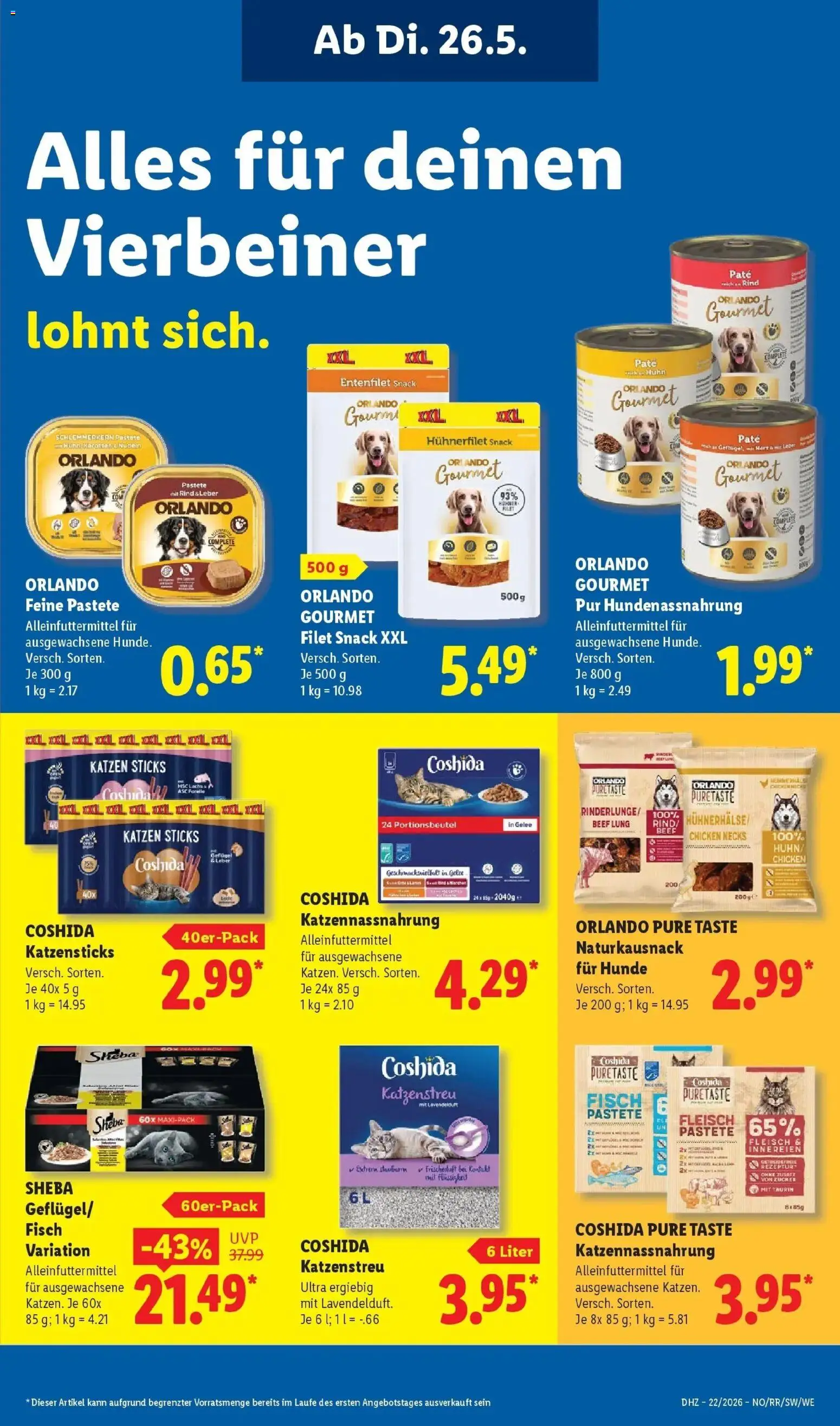 Lidl Německo leták od 26.05.2026 | Strana: 17 | Produkty: Gourmet, Sheba, Filet