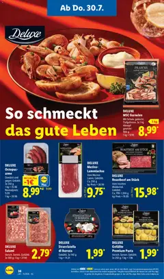 DELUXE Stracciatella di Burrata, Gekühlt. Je 140 g ab 27.07.2026 gültig | Seite: 56 | Produkte: Gewicht, Roastbeef, Burrata, Salami