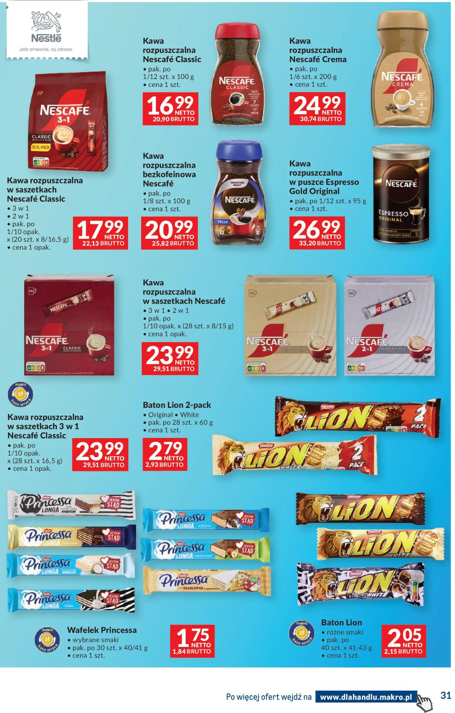 Makro gazetka - Dystrybucja do sklepów od 04.08.2026 | Strona: 31 | Produkty: Nescafe, Kawa rozpuszczalna, Baton, Kawa
