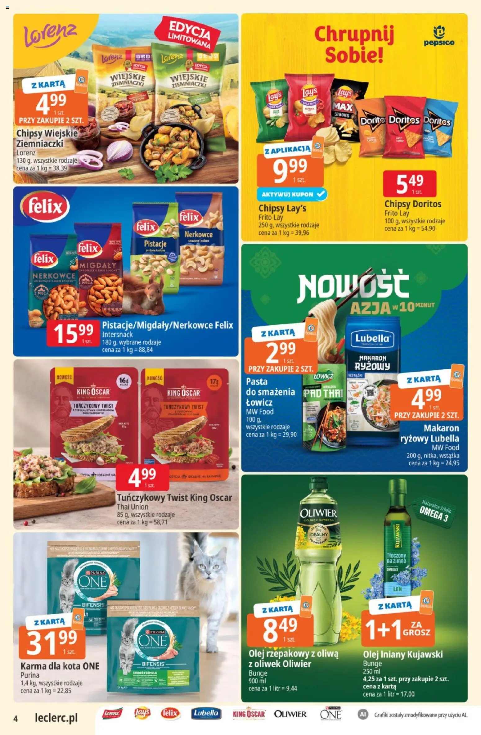 E.Leclerc gazetka od 22.09.2026 | Strona: 4 | Produkty: Pasta, Makaron, Karma, Pad thai