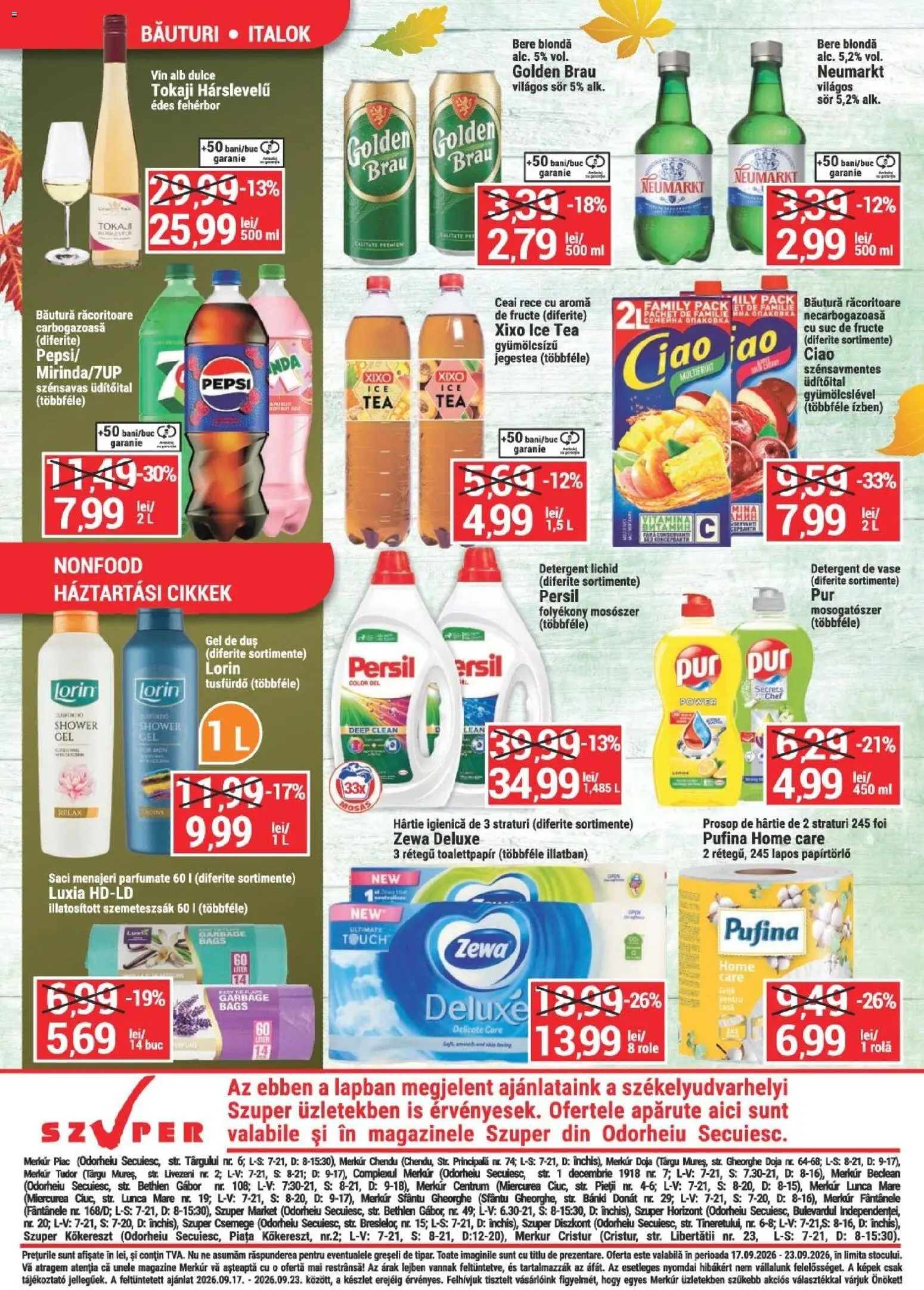 Noul catalog Merkur – valabil de la 17.09.2026 | Pagină: 4 | Produse: Clean, Bautura racoritoare, Suc, Deluxe