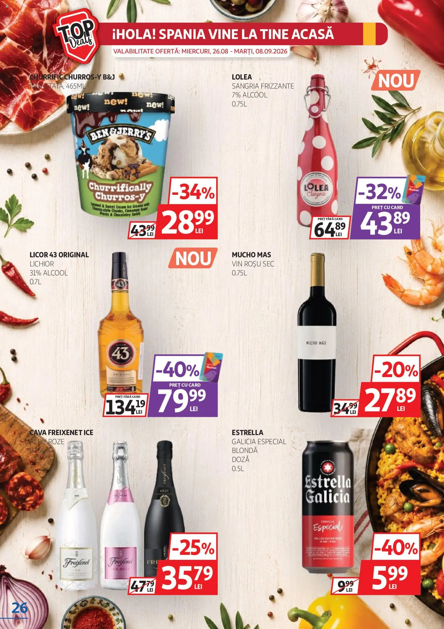 Noul catalog Auchan – valabil de la 26.08.2026 | Pagină: 26 | Produse: Vin rosu, Lichior, Vin