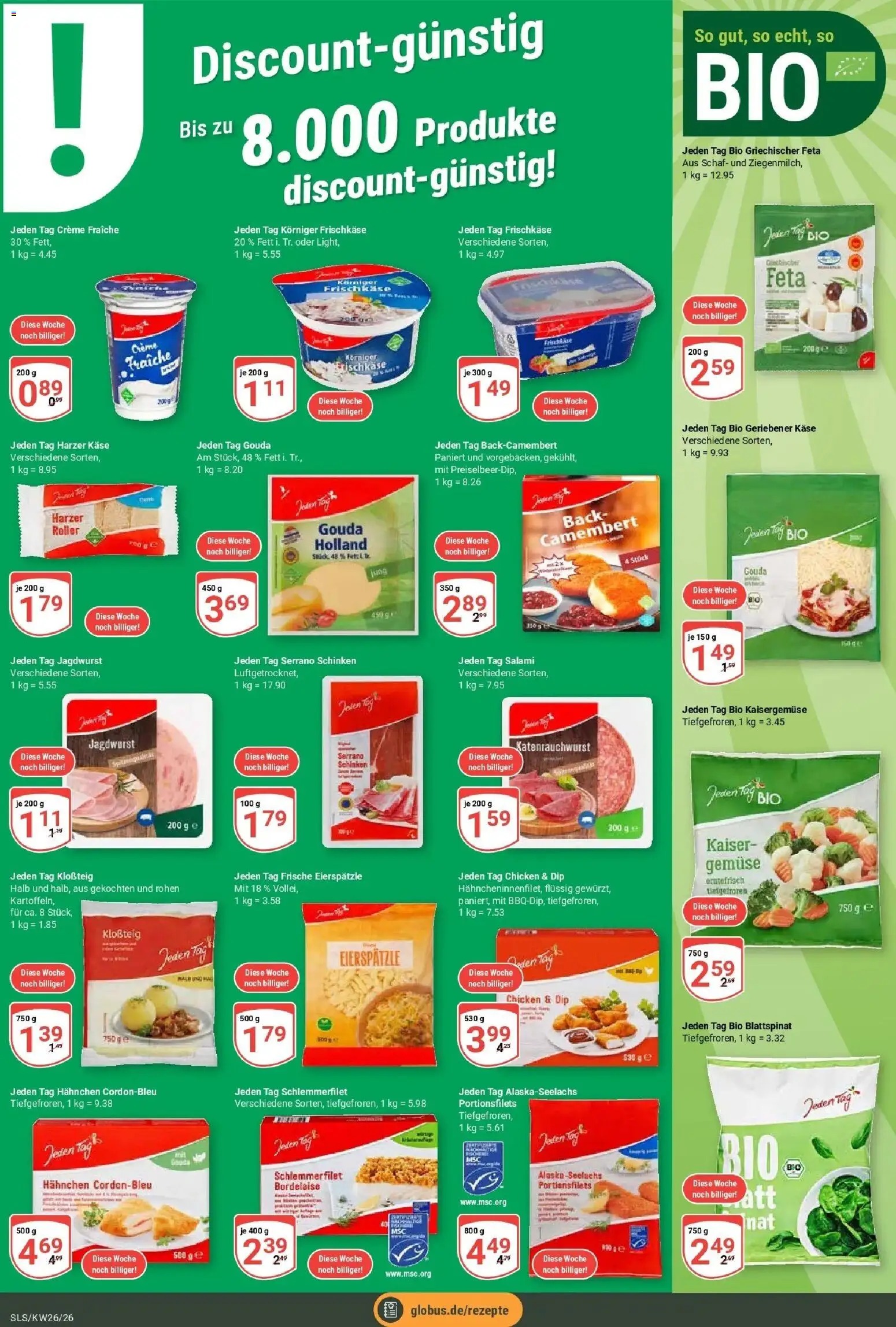 Globus Prospekt Saarlouis – gültig ab 21.06.2026 | Seite: 8 | Produkte: Gouda, Gemüse, Salami, Frischkase