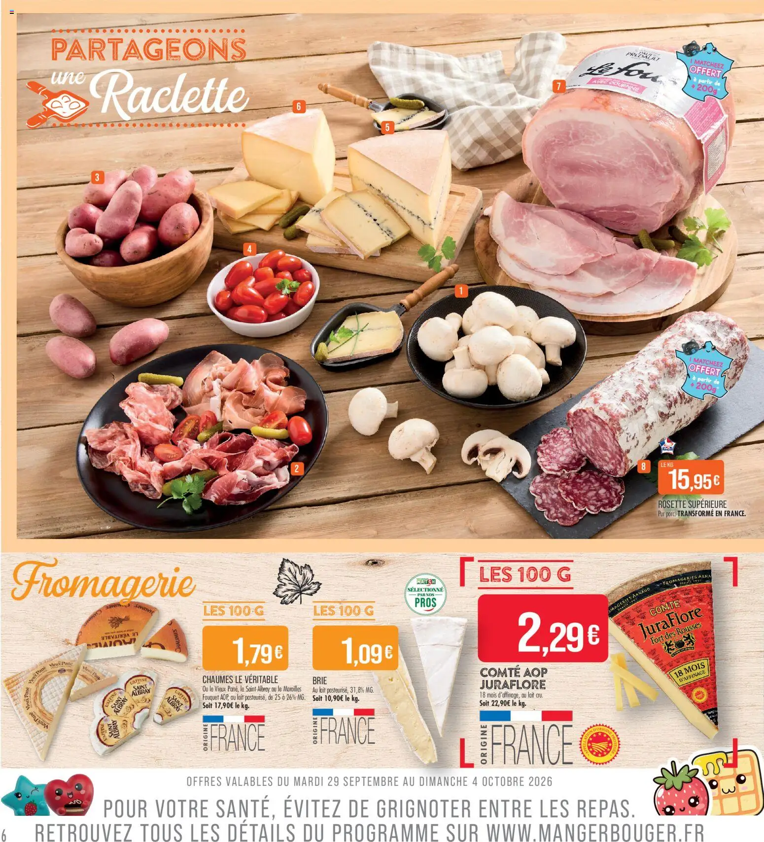 {H1} | Page: 6 | Produits: Maroilles, Raclette, Comté aop, Brie