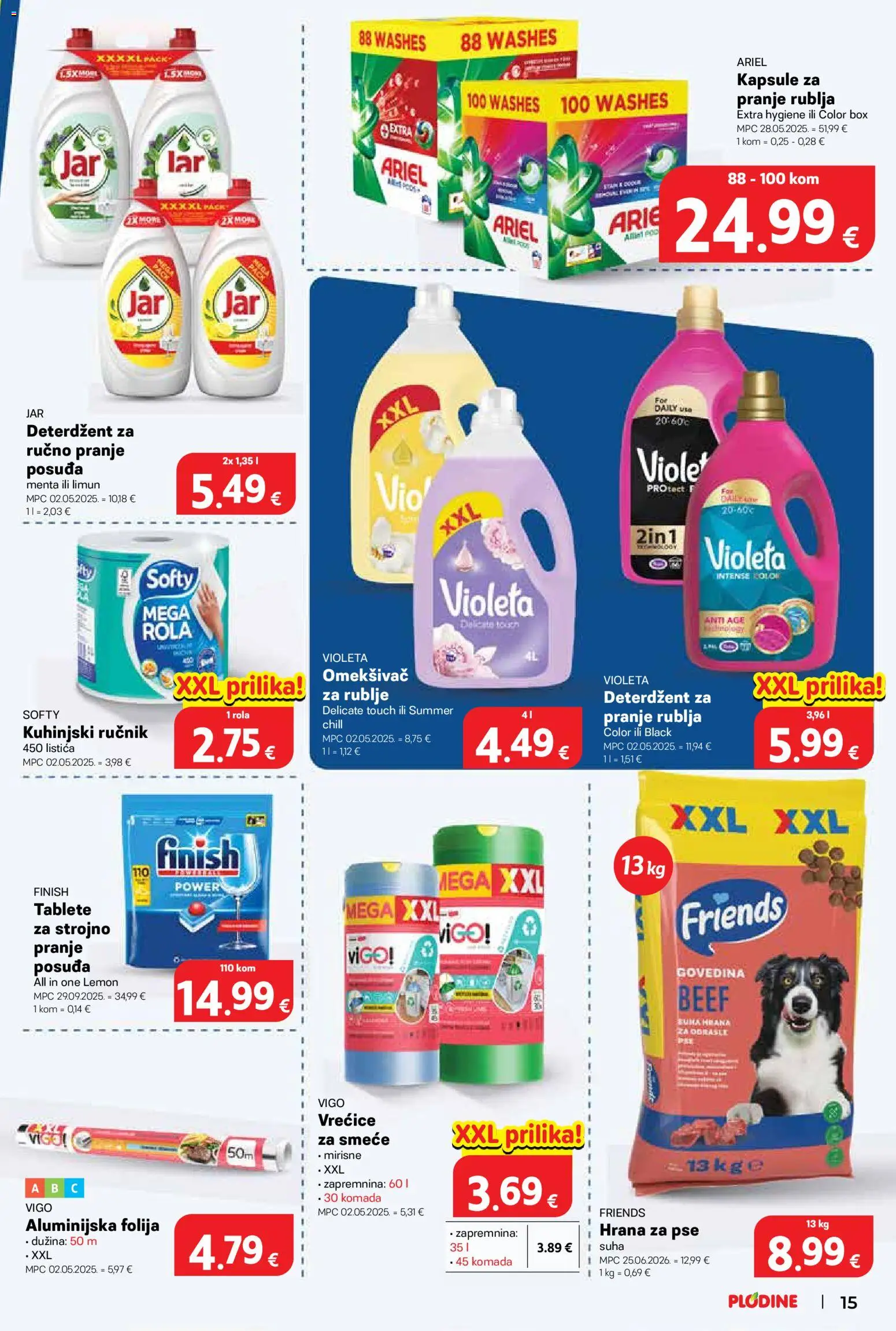 Plodine katalog | vrijedi od 02.09.2026 | Stranica: 15 | Proizvodi: Deterdžent, Govedina, Jar, Finish