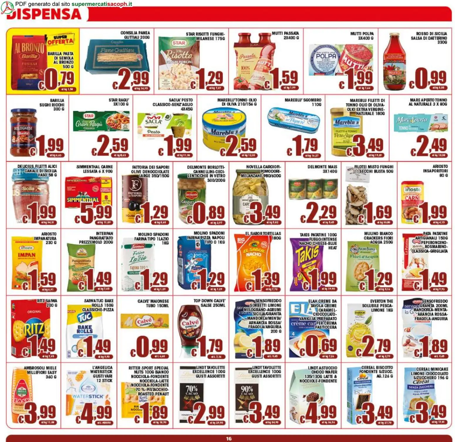 Volantino Sacoph del 10.06.2026 | Pagina: 16 | Prodotti: Tubo, Pasta, Pesca, Melanzane