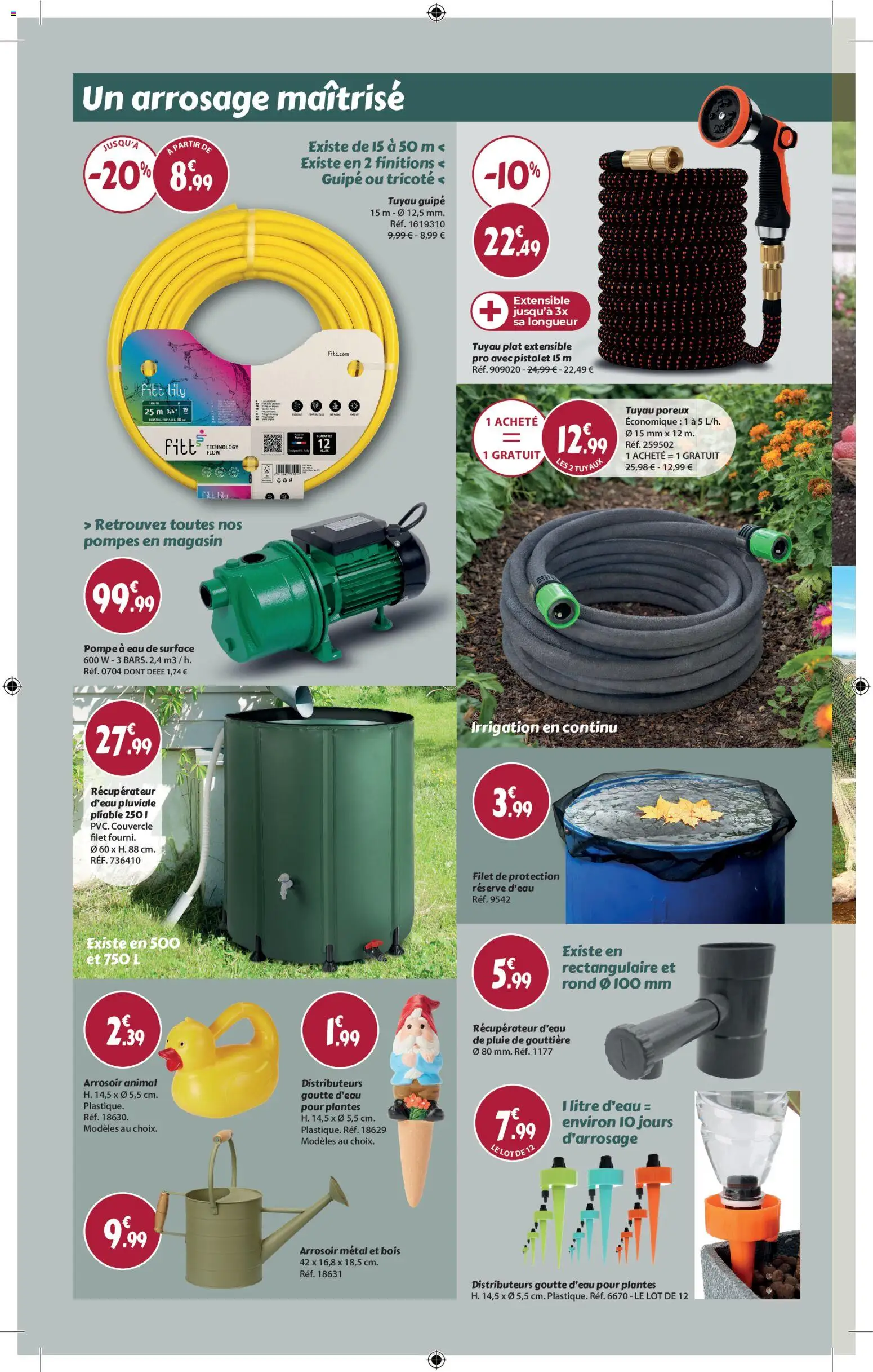 {H1} | Page: 6 | Produits: Pompe à eau, Gouttière, Récupérateur d'eau, Tuyau