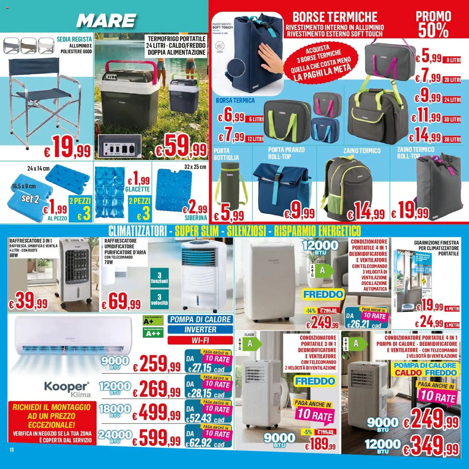Volantino Satur del 05.06.2026 | Pagina: 13 | Prodotti: Ventilatore, Zaino, Bottiglia, Condizionatore portatile