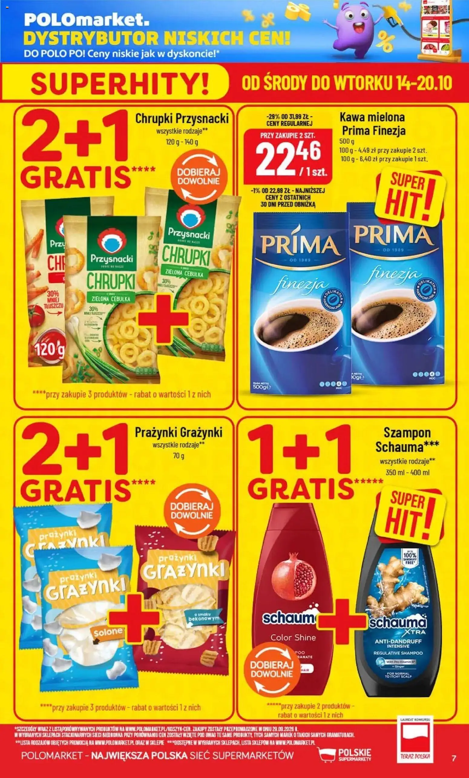 Nowa POLOmarket gazetka od jutra 14.10.2026 | Strona: 7 | Produkty: Chrupki, Kawa, Szampon, Chrupki zielona cebulka