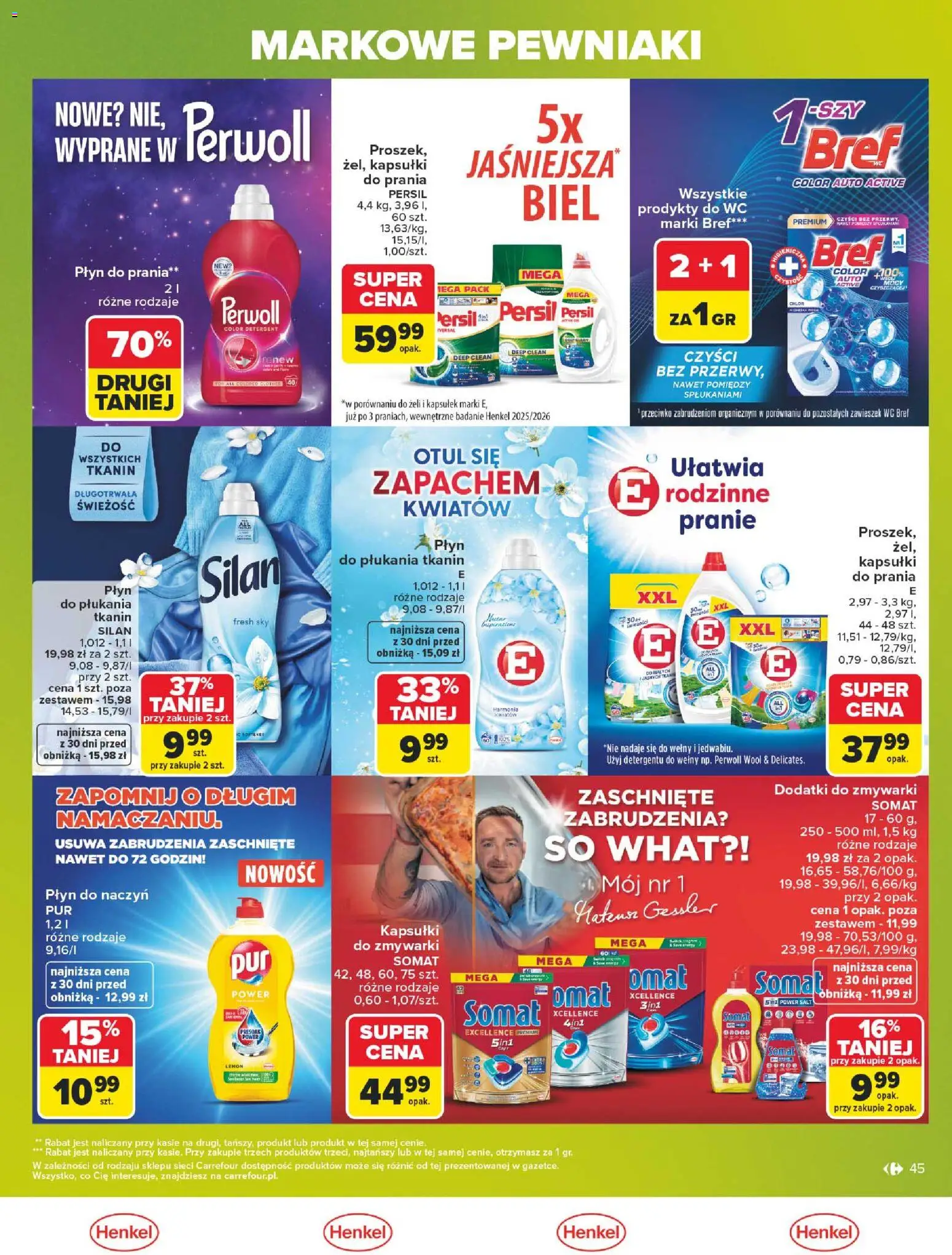 Carrefour gazetka - Markowe pewniaki od 20.07.2026 | Strona: 45 | Produkty: Persil, Ser, Kapsułki do prania, Detergent