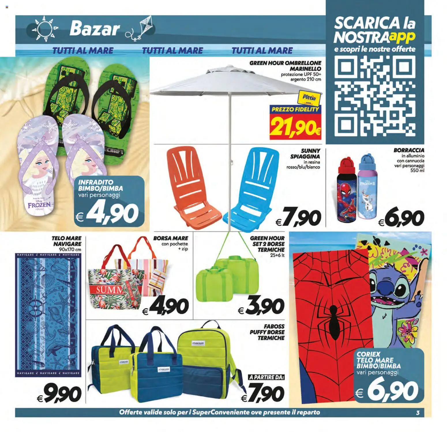 Volantino SuperConveniente del 31/07/2026 | Pagina: 27 | Prodotti: Ombrellone, Infradito, Borsa, Borraccia