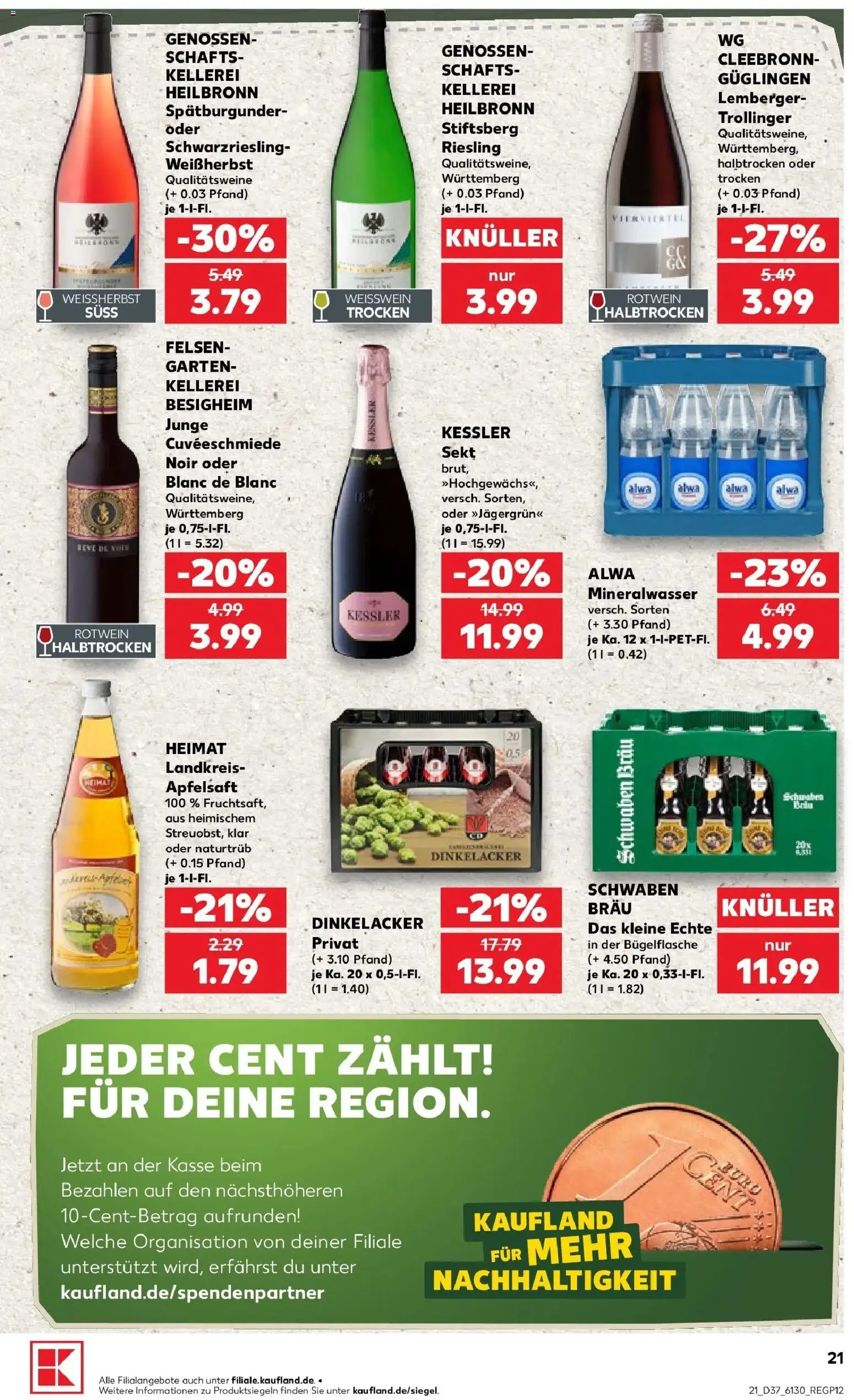 Prospekt Kaufland ab 10.09.2026 » Angebote Online zum Blättern | Seite: 21 | Produkte: Rotwein, Sekt, Apfelsaft, Mineralwasser