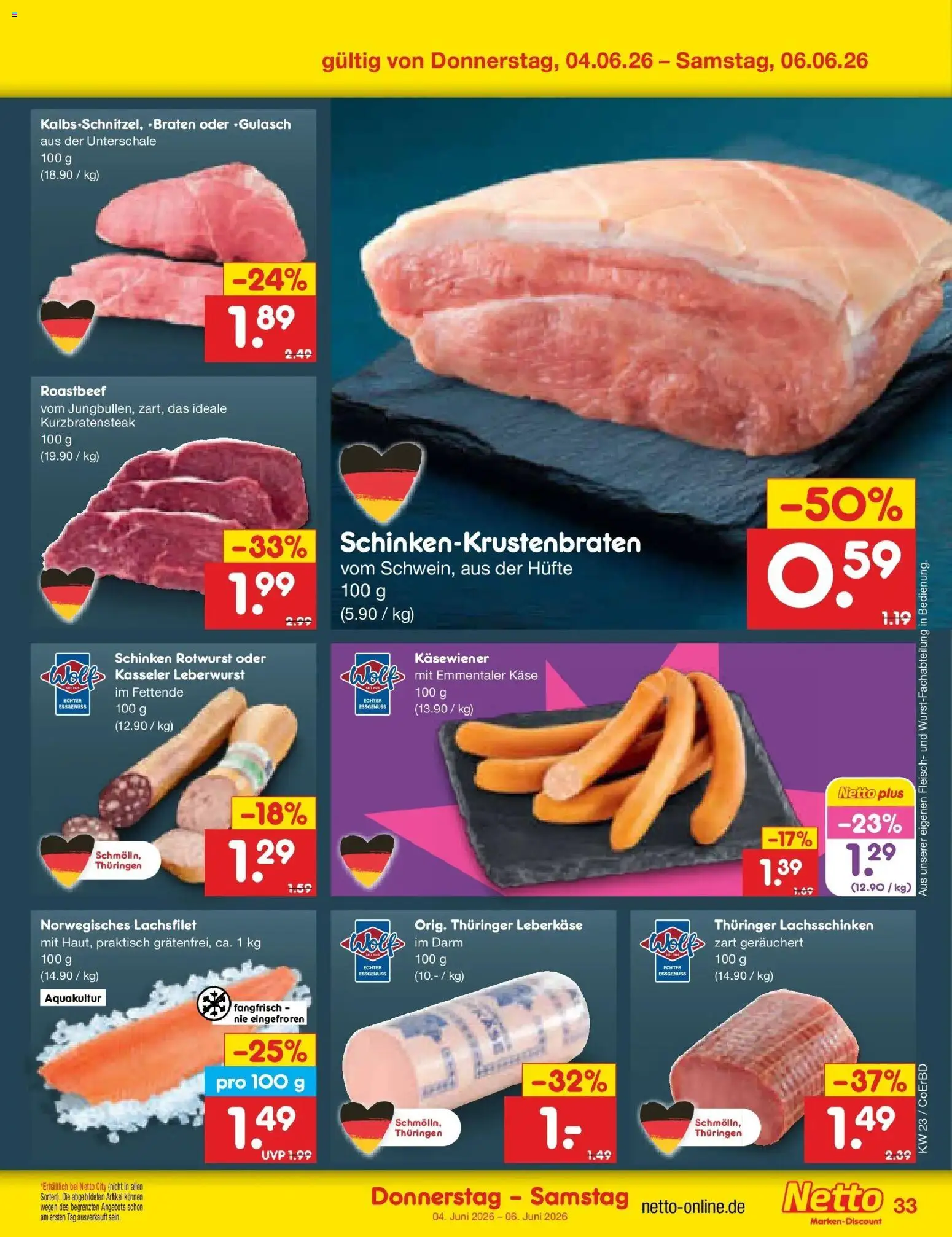 Netto Marken-Discount Prospekt Weimar – gültig ab 01.06.2026 | Seite: 47 | Produkte: Käse, Roastbeef, Schinken, Leberkase