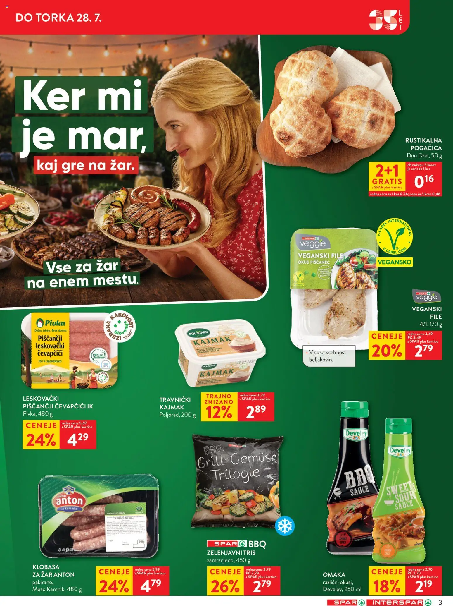 Novi Spar katalog ponudbe – veljaven od 22.07.2026 | Stran: 3 | Izdelki: Čevapčiči, Kajmak, Grill, Omaka