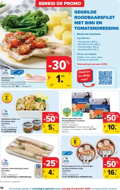 Noorse gerookte zalm Kwaliteitsketen, 4 sneetjes, 140 g - Voorbeeld van een folder van Carrefour, geldig van 09/09/2026 | Pagina: 18