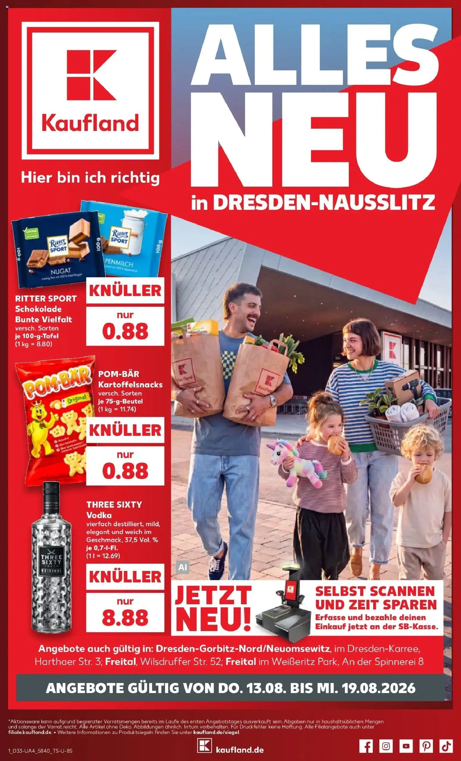 Prospekt Kaufland ab 13.08.2026 » Angebote Online zum Blättern | Seite: 1 | Produkte: Schokolade, Ritter sport, Vodka