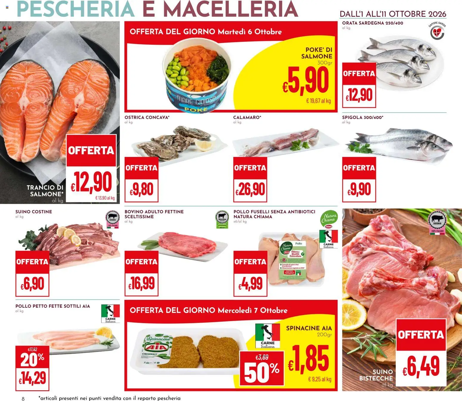 Volantino Pan del 01/10/2026 | Pagina: 8 | Prodotti: Bovino, Suino, Carne, Spigola