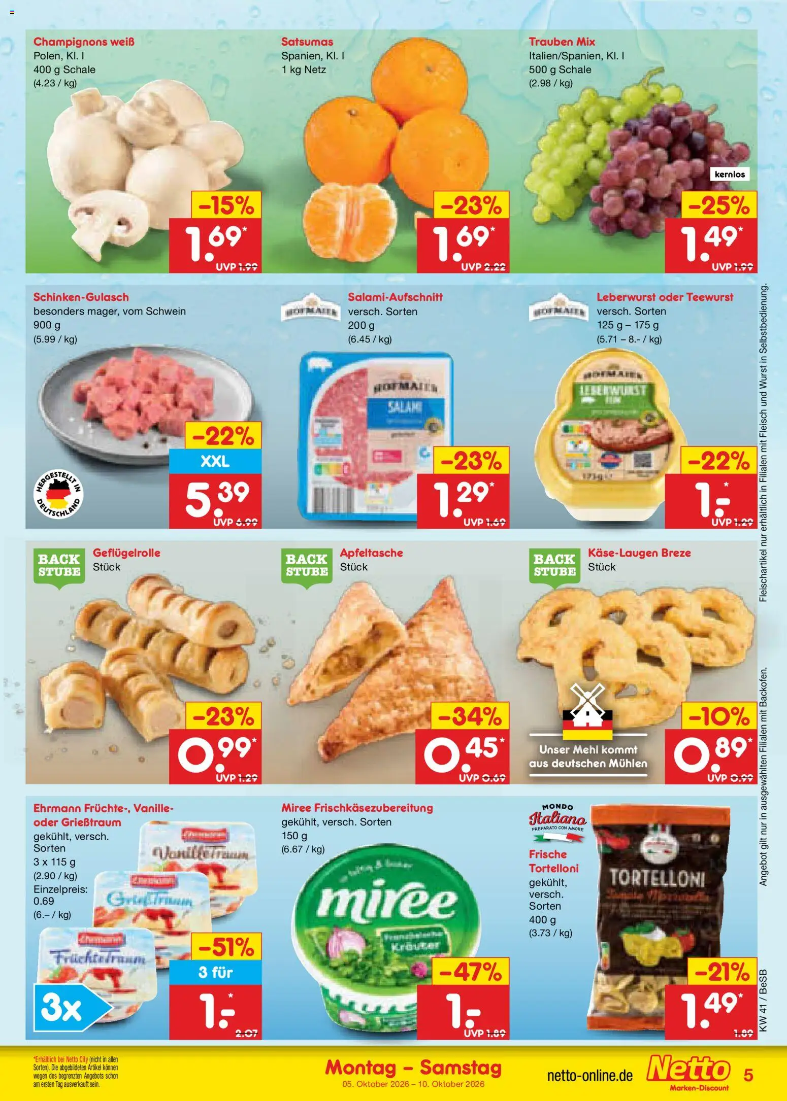 Netto Marken-Discount Prospekt – gültig ab 05.10.2026 | Seite: 5 | Produkte: Vanille, Champignons, Wurst, Fleisch