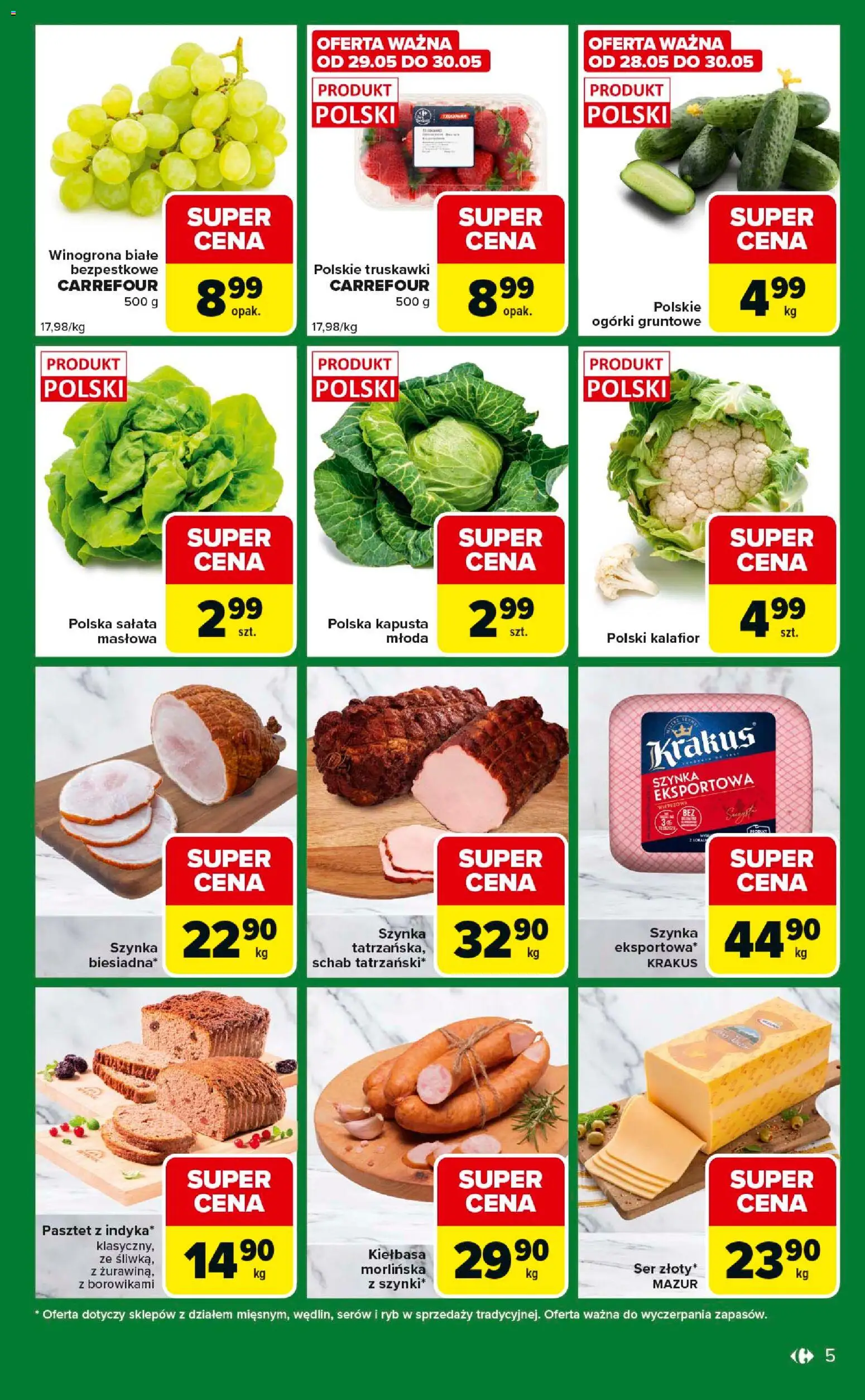 Carrefour gazetka - Express od 26.05.2026 | Strona: 5 | Produkty: Kapusta, Kalafior, Szynka, Ogórki