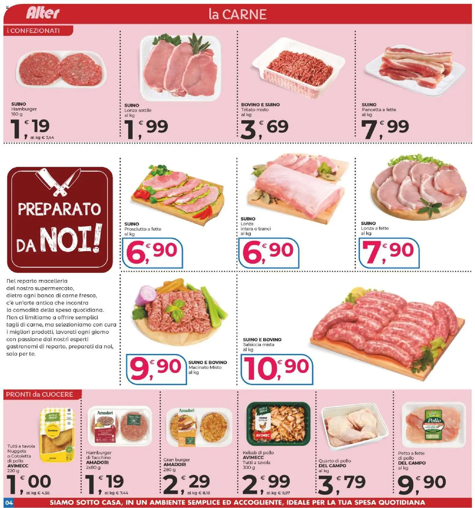 Volantino Alter Discount del 16/10/2026 | Pagina: 4 | Prodotti: Bovino, Nuggets, Prosciutto, Hamburger