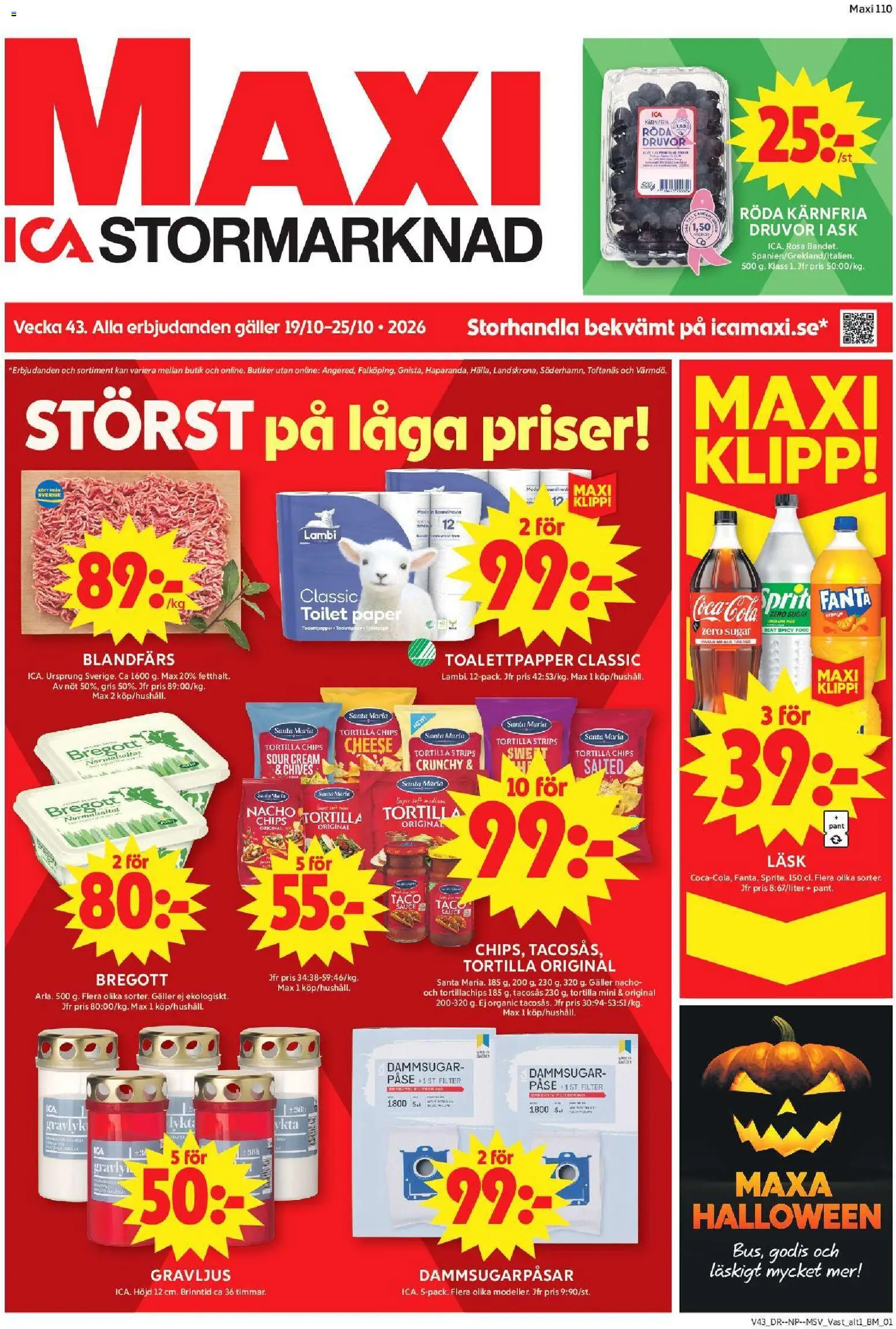 ICA Maxi reklamblad aktuell från 19/10/2026 | Sida: 1