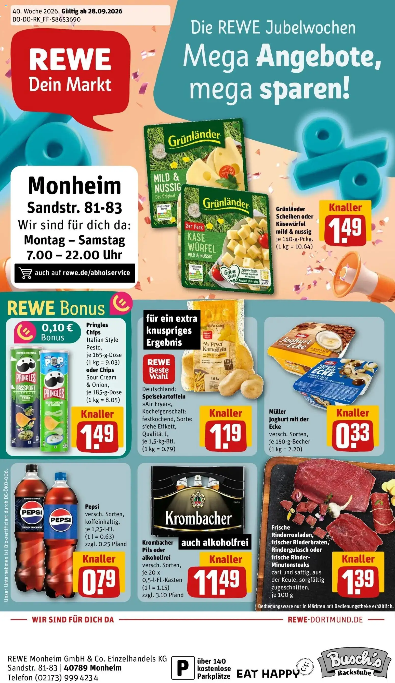 REWE Prospekt ab 28.09.2026 zum Blättern » Angebote | Seite: 5 | Produkte: Käse, Pils, Krombacher, Pepsi