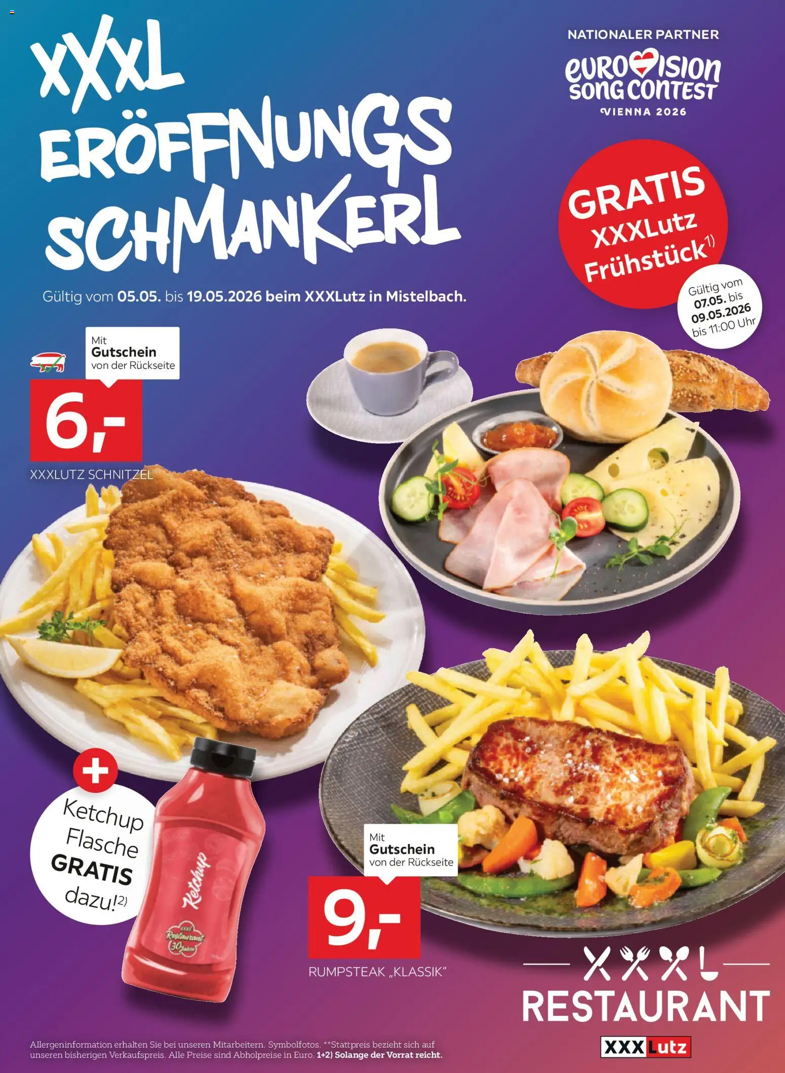 XXXLutz Eröffnungs schmankerl gültig ab 05.05.2026 | Seite: 1 | Produkte: Ketchup, Uhr