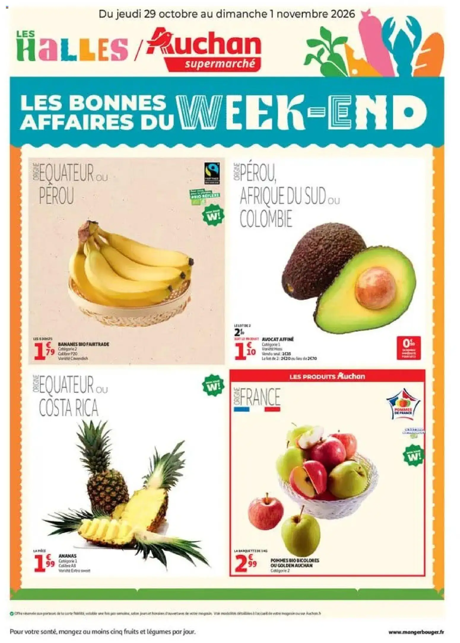 {H1} | Page: 1 | Produits: Avocat, Pommes bio, Bananes, Ananas