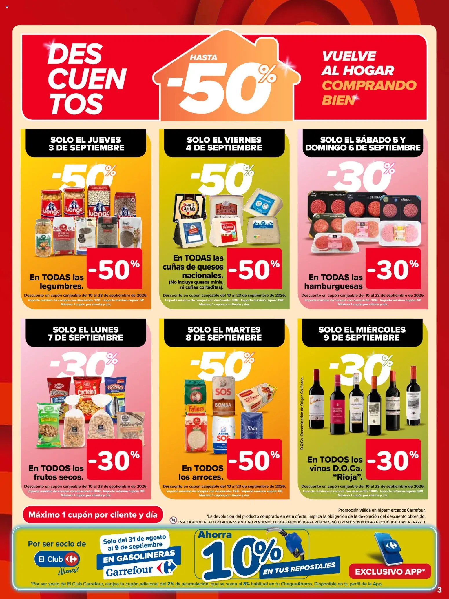 Carrefour Precio Imbatible │ válido desde el 03/09/2026 | Página: 3 | Productos: Queso, Vino, Arroz, Flores