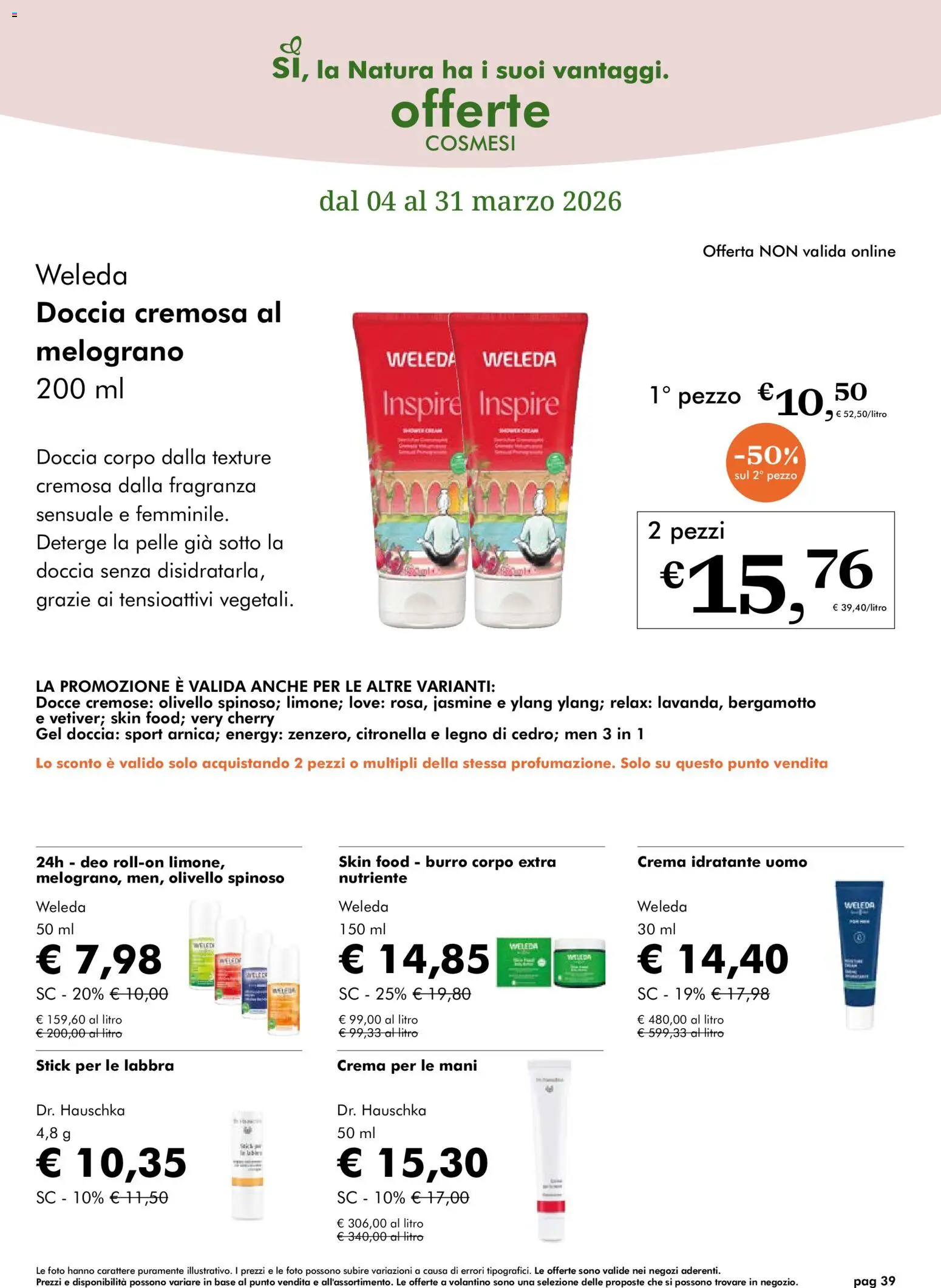 Volantino Natura Sì del 04.03.2026 | Pagina: 39 | Prodotti: Crema, Citronella, Burro, Fragranza