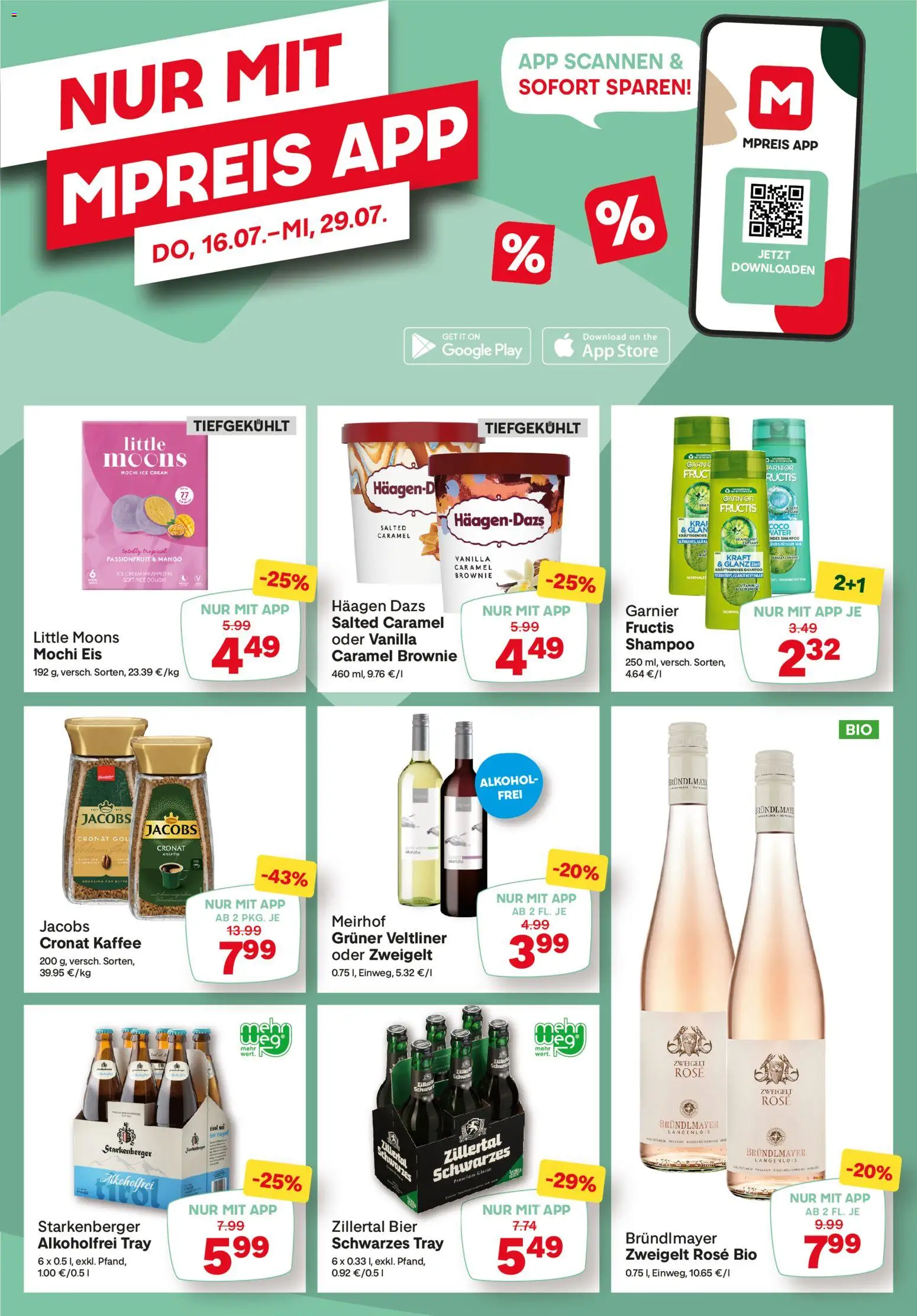 MPREIS Flugblatt gültig ab 16.07.2026 | Seite: 14 | Produkte: Eis, Mango, Shampoo, Bier
