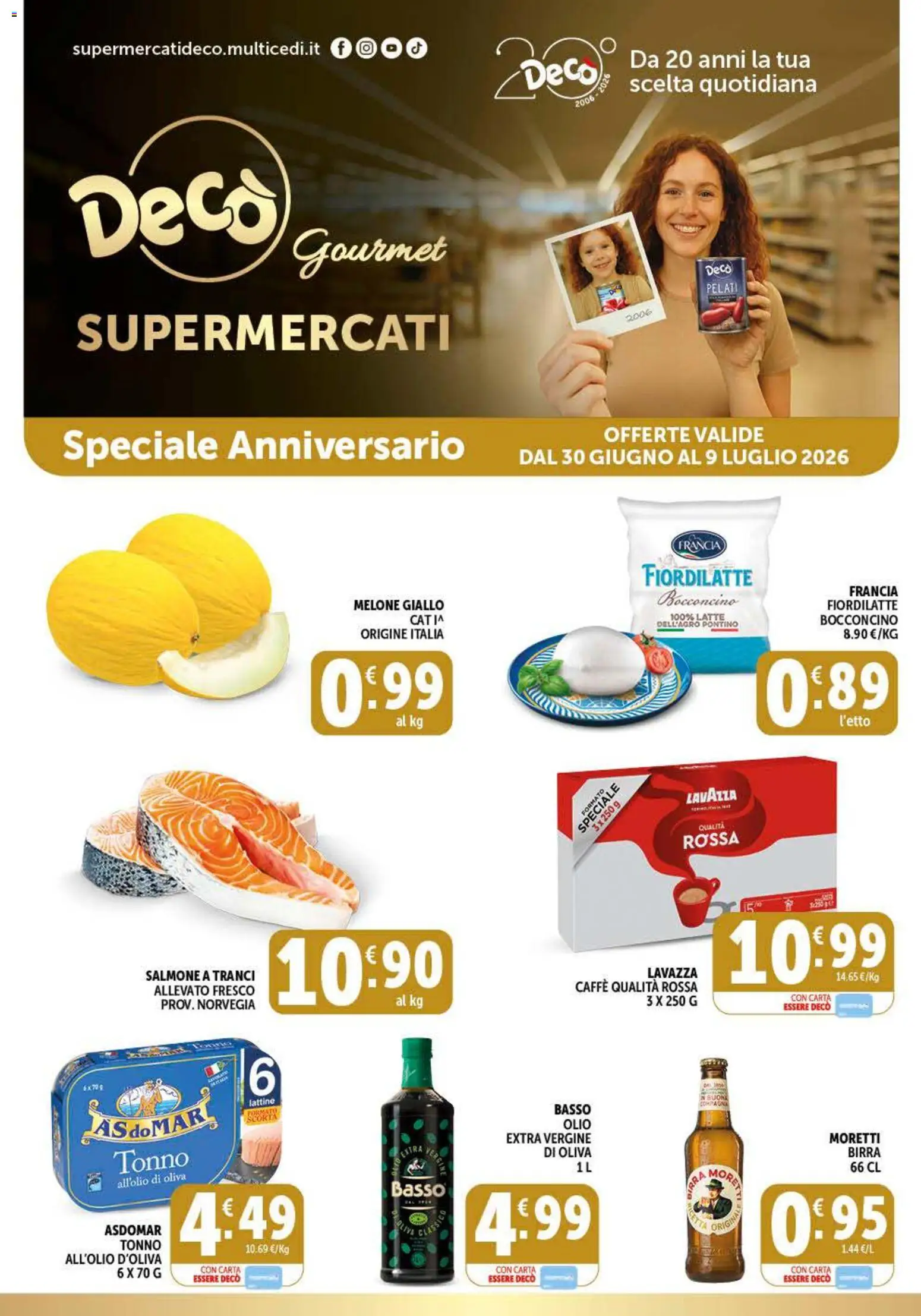 Volantino Decò del 30/06/2026 | Pagina: 1 | Prodotti: Latte, Olio, Olio extra vergine, Lavazza