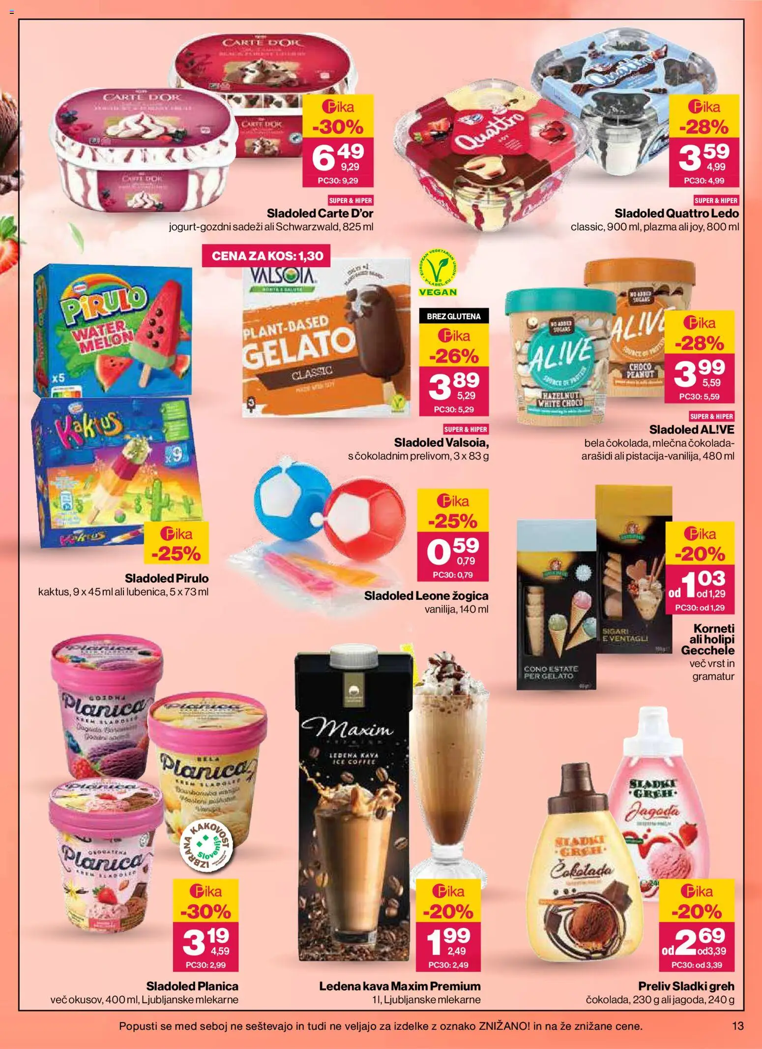 Novi Mercator katalog ponudbe – veljaven od 09.07.2026 | Stran: 13 | Izdelki: Arašidi, Kos, Kava, Sladoled