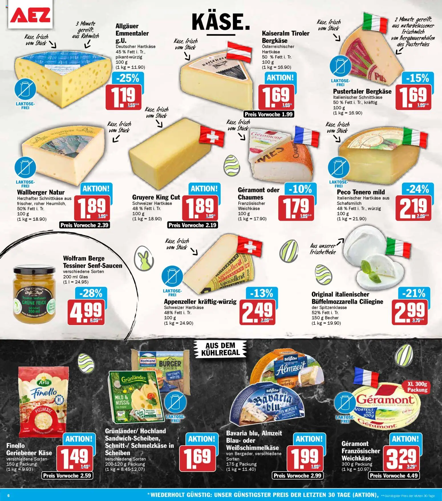 AEZ Prospekt 	 – gültig ab 30.03.2026 | Seite: 6 | Produkte: Geramont, Käse, Theke, Burger