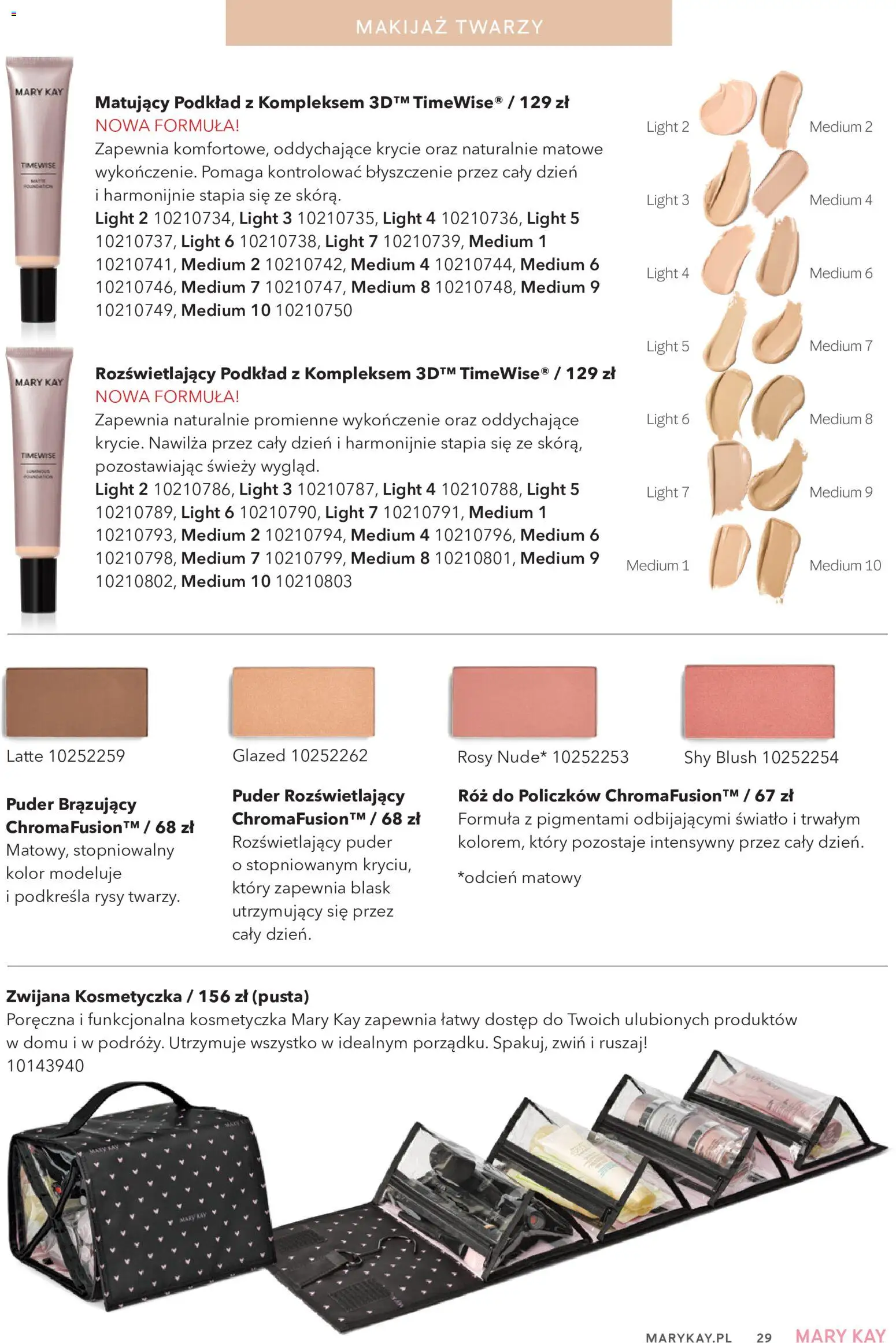 Mary Kay Katalog od 05.10.2026 | Strona: 29 | Produkty: Makijaż, Puder, Róż, Kosmetyczka