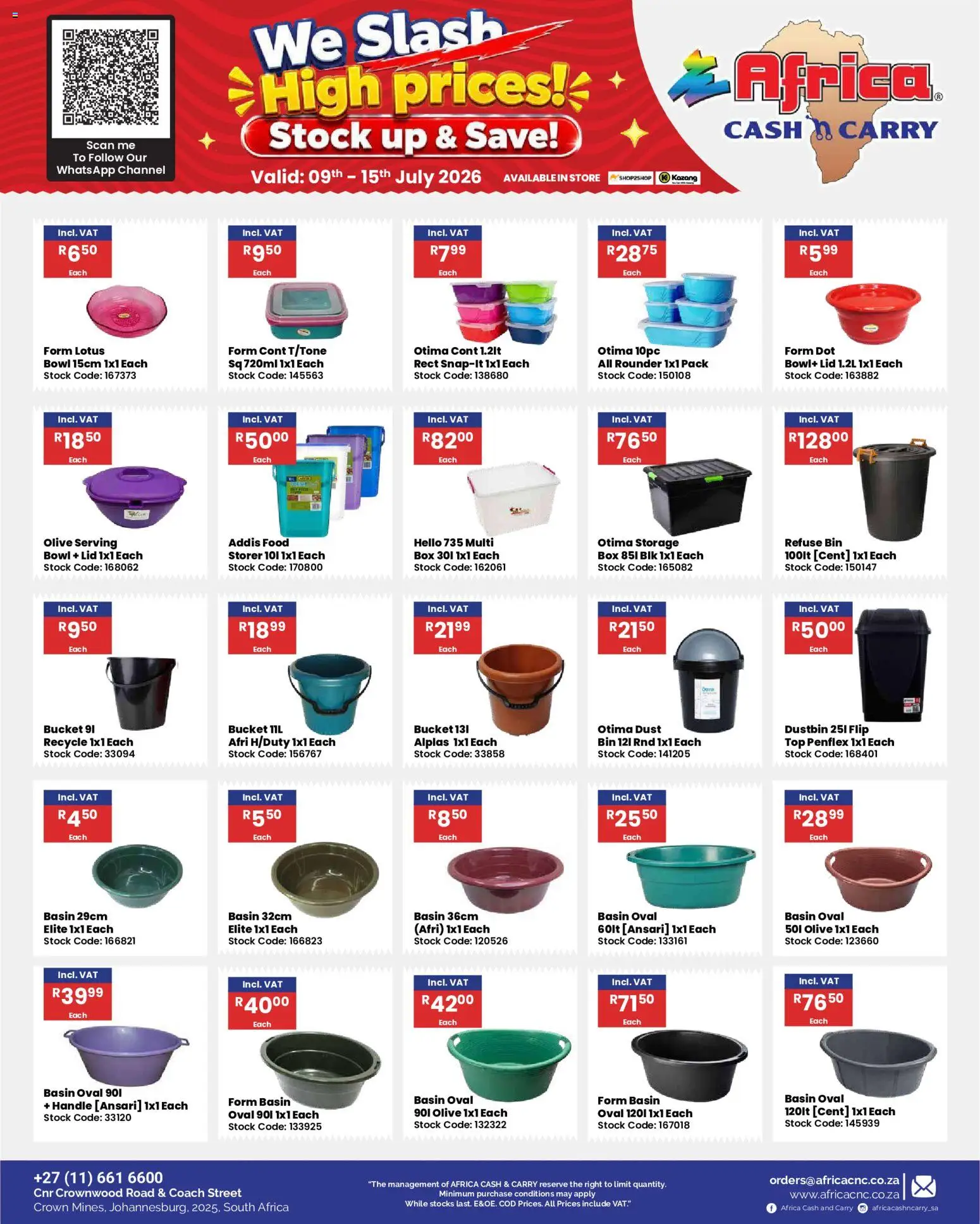 New Africa Cash & Carry catalogue – valid from 09/07/2026 | Page: 54 | Products: Bowl, Box, Basin, Stock