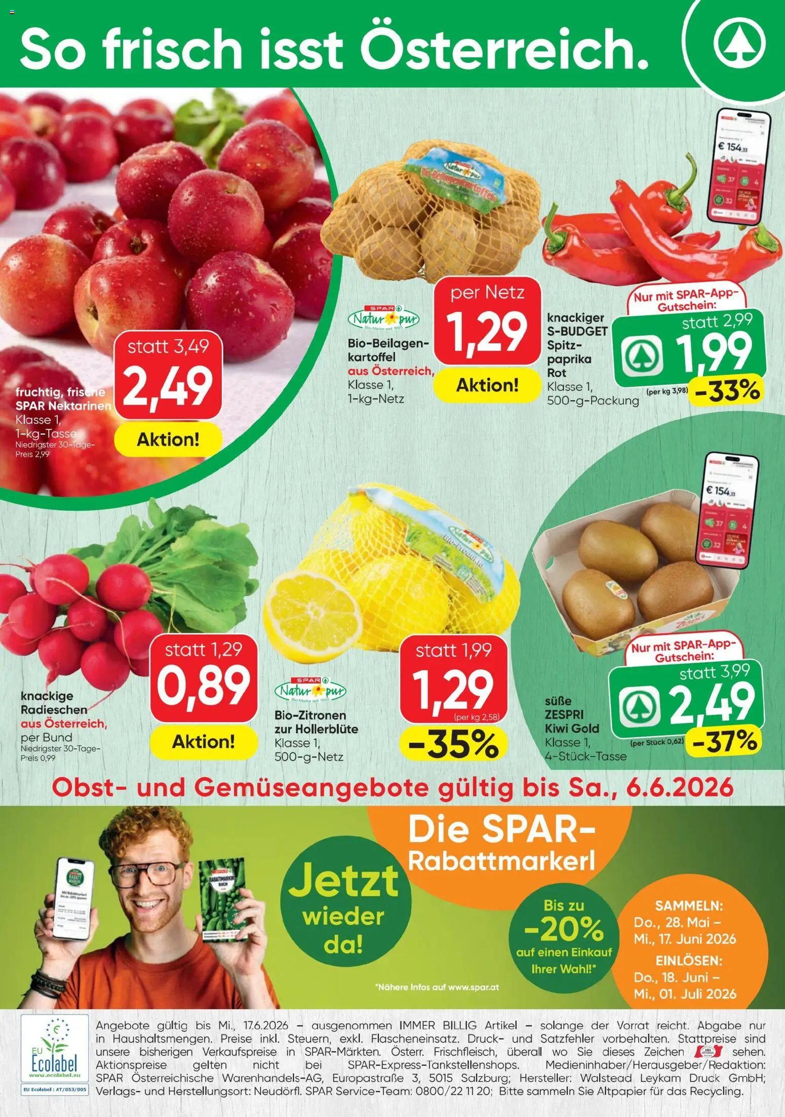 Spar Flugblatt gültig ab 03.06.2026 | Seite: 20 | Produkte: Kiwi, Obst