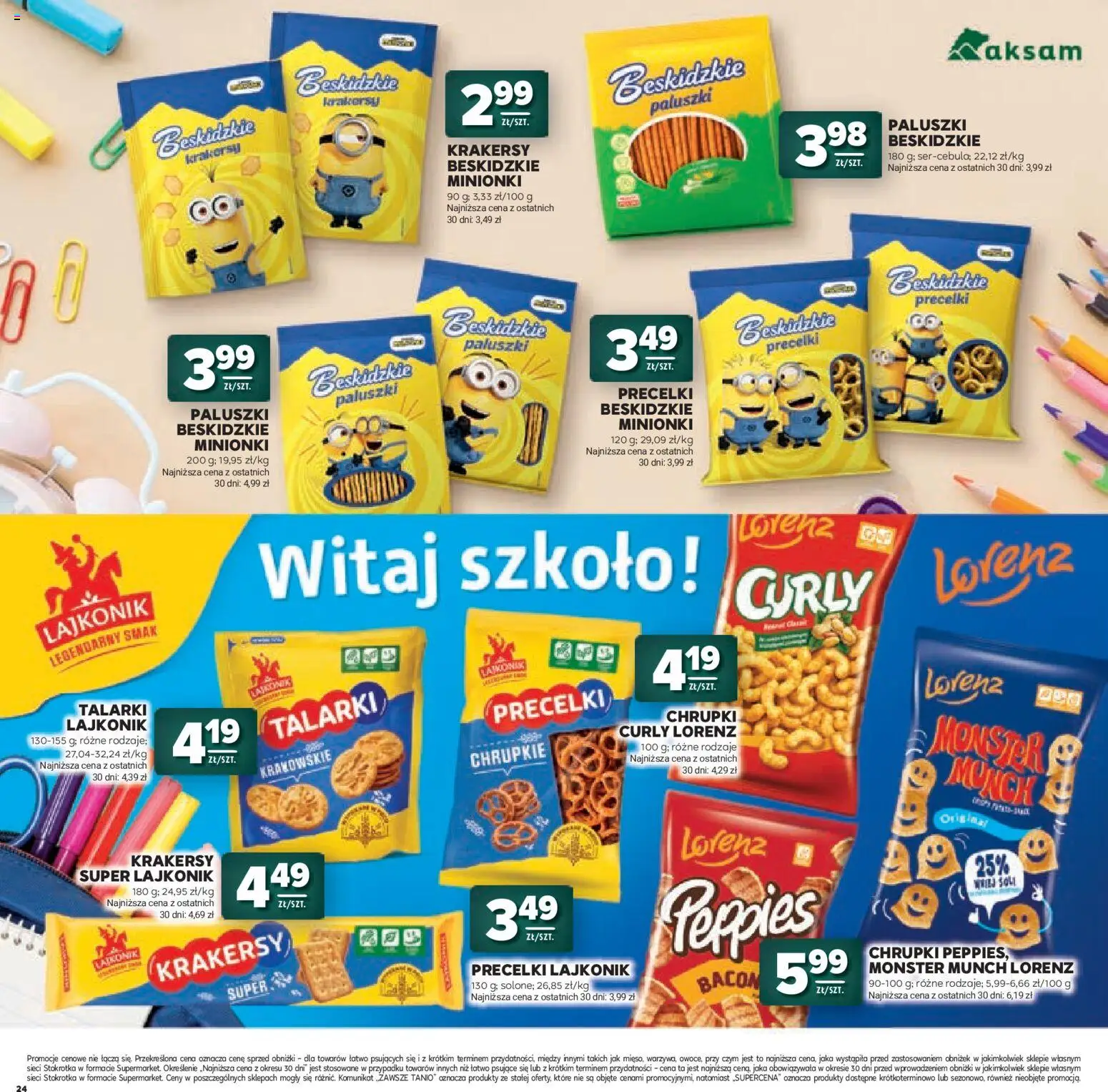 Stokrotka gazetka - Witaj Szkoło od 23.07.2026 | Strona: 24 | Produkty: Stokrotka, Chrupki, Paluszki, Krakersy