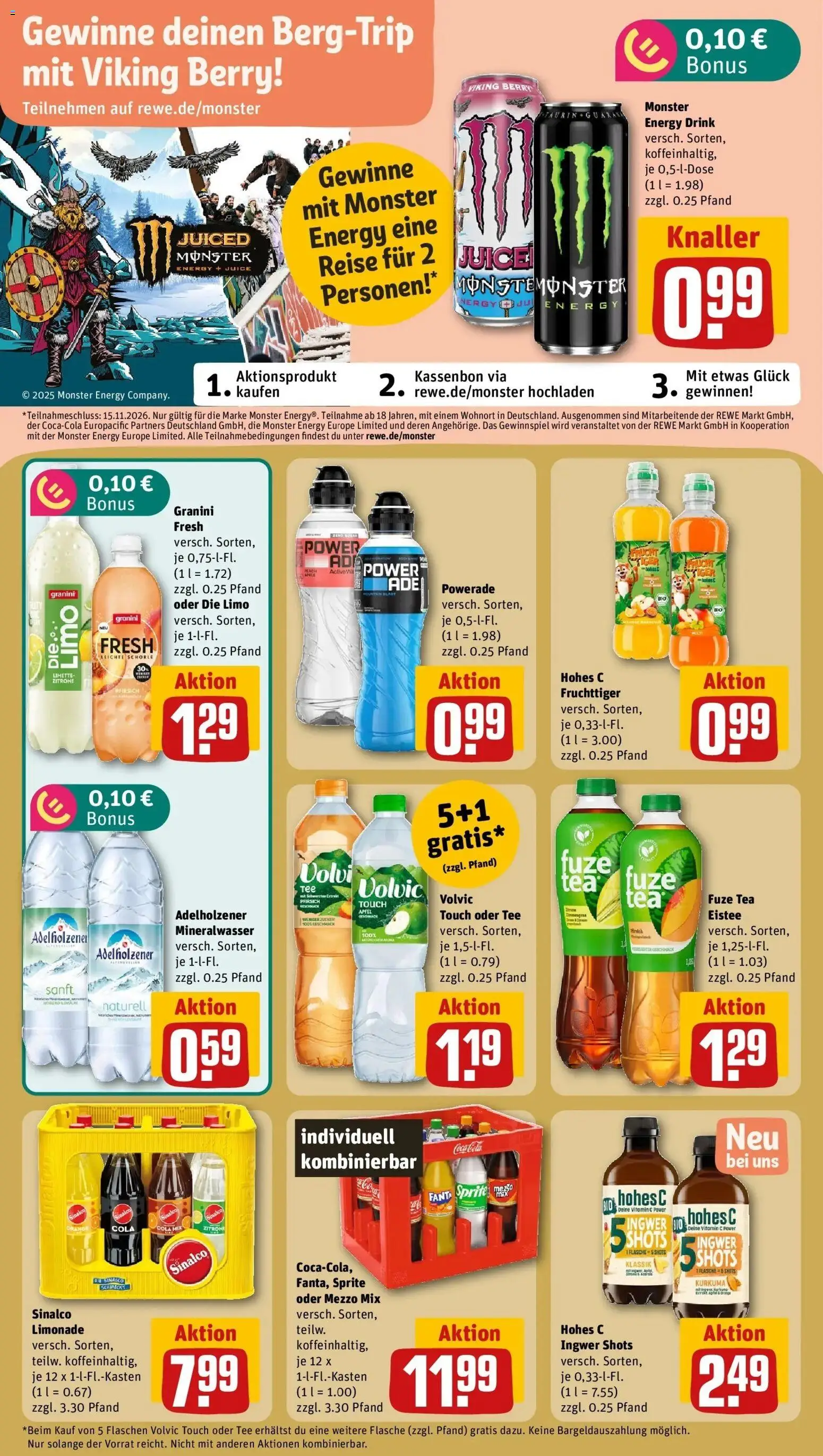REWE Prospekt ab 26.10.2026 zum Blättern » Angebote | Seite: 16 | Produkte: Fanta, Sprite, Volvic touch, Monster