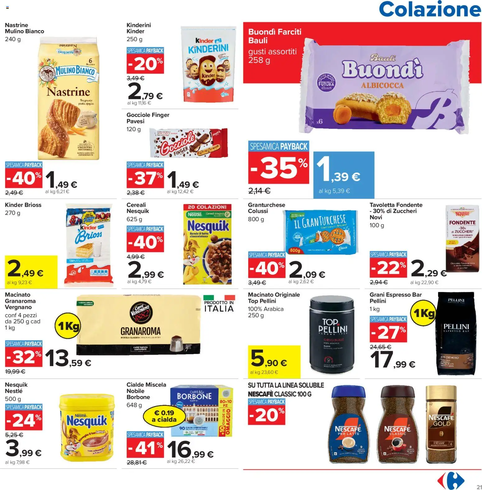 Volantino Carrefour del 15/09/2026 | Pagina: 21 | Prodotti: Cereali, Top, Nescafé, Macinato