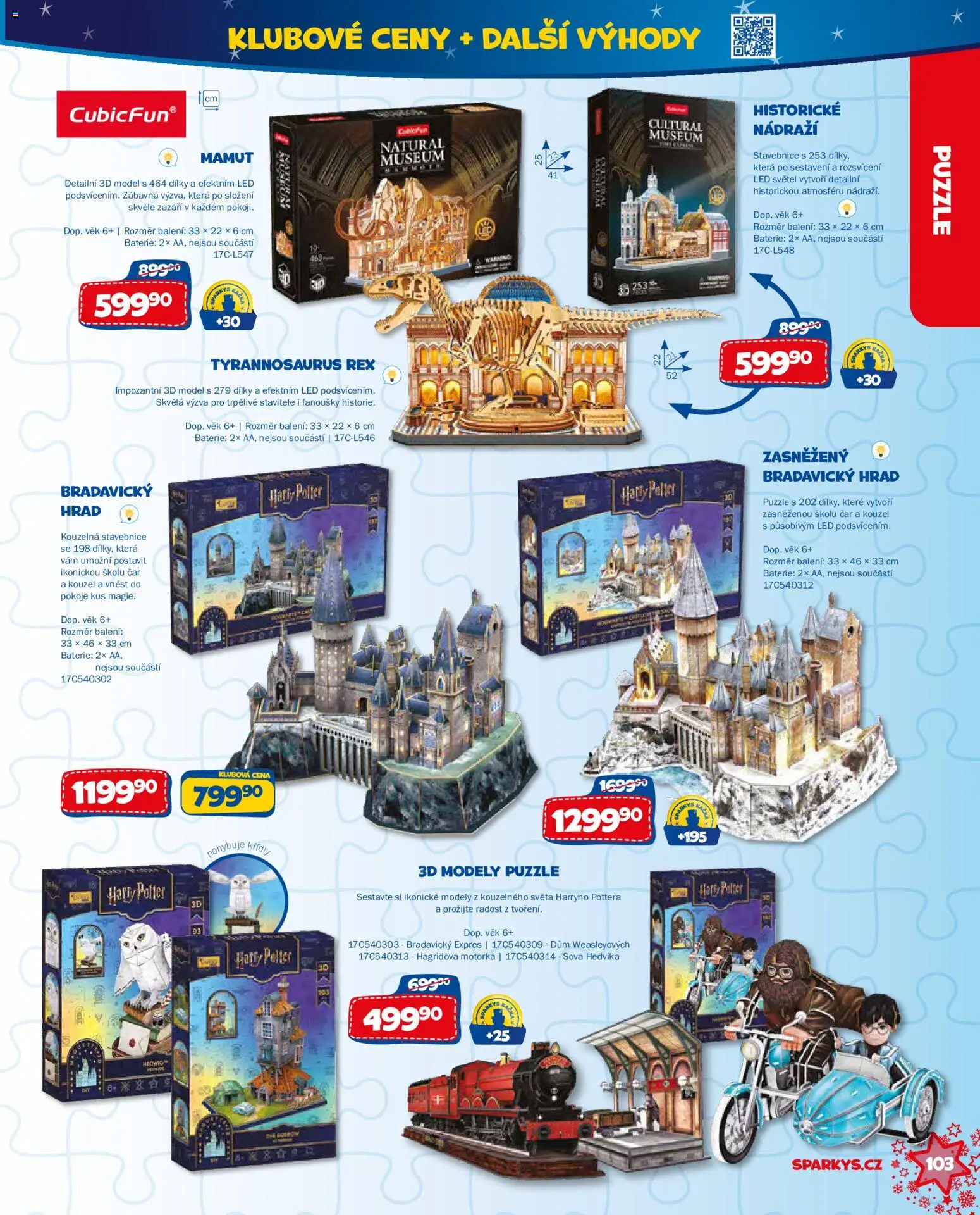 Sparkys katalog Vánoce 2026 od 01.10.2026 | Strana: 103 | Produkty: Modely, Harry Potter, Baterie, LED