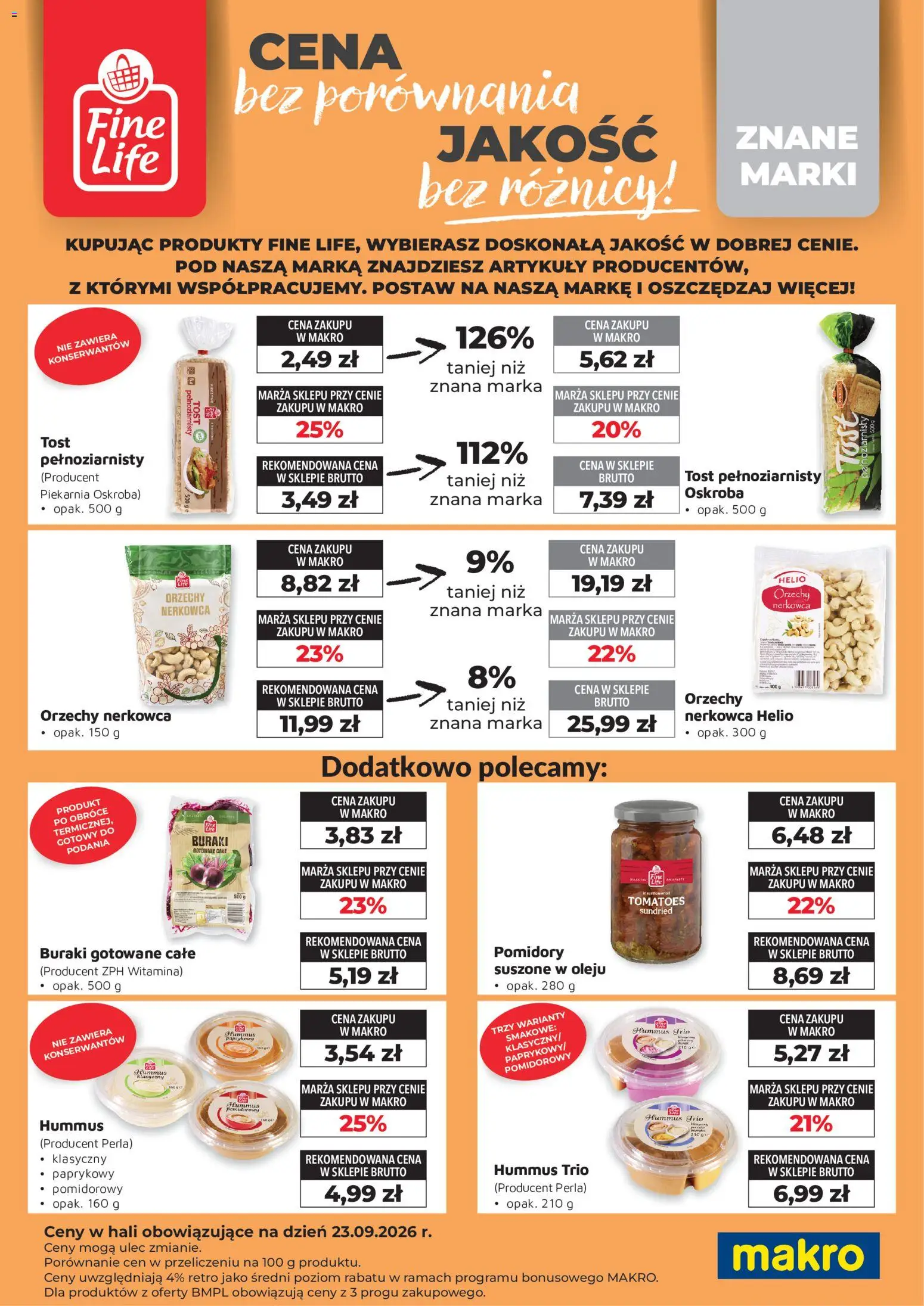 Makro gazetka - Fine Life od 01.10.2026 | Strona: 5 | Produkty: Buraki, Hummus, Buraki gotowane, Orzechy