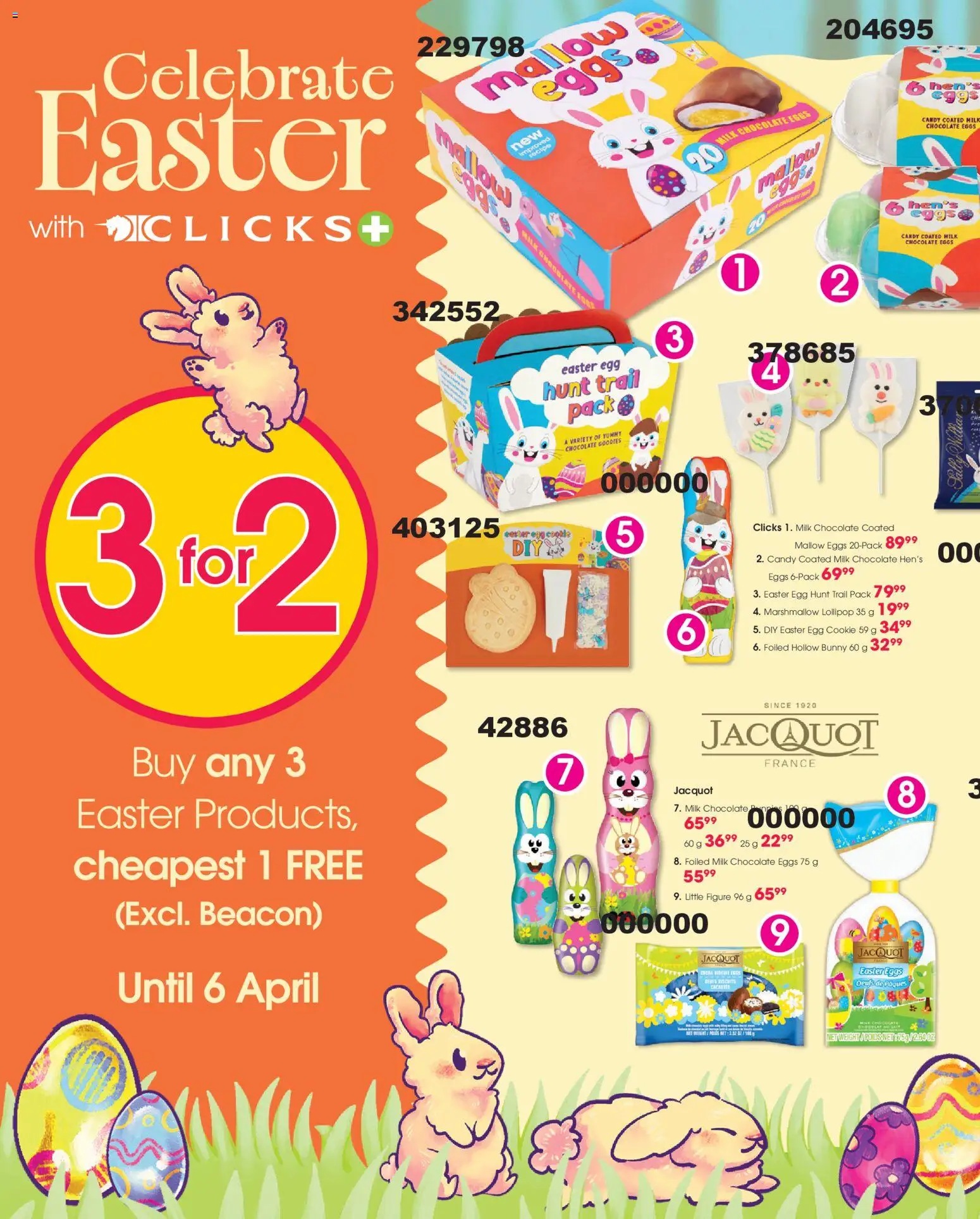 New Clicks catalogue – valid from 09.04.2026 | Page: 8 | Products: Milk, Eggs, Chocolate, Candies