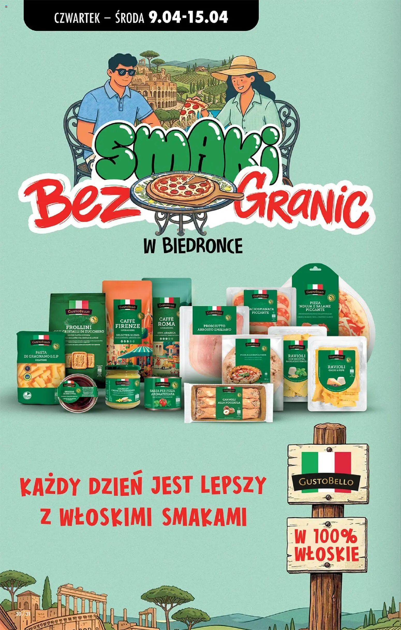Biedronka gazetka od czwartku od 09.04.2026 | Strona: 42 | Produkty: Prosciutto, Salami, Pizza, Ricotta